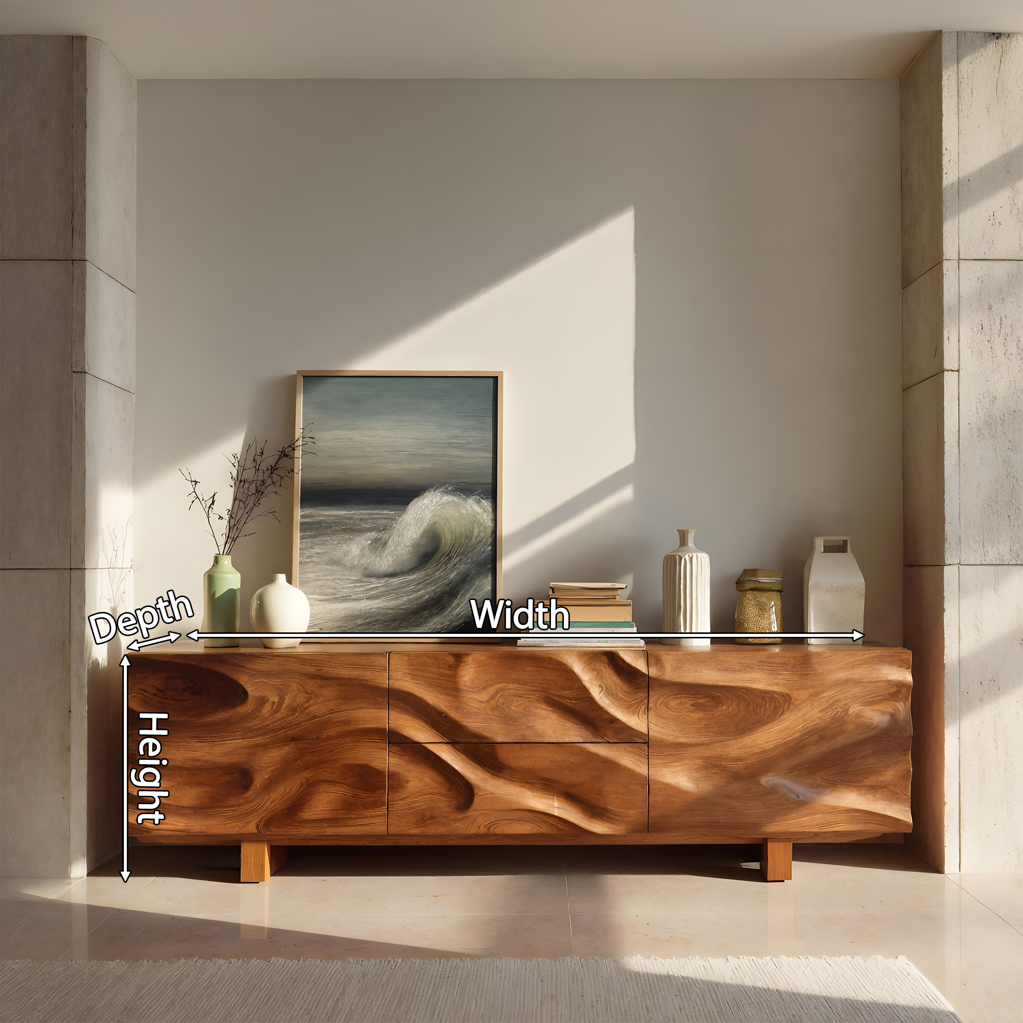 Modern Organic Sideboard Storage Cabinet For Living Room RTTHHNSD019