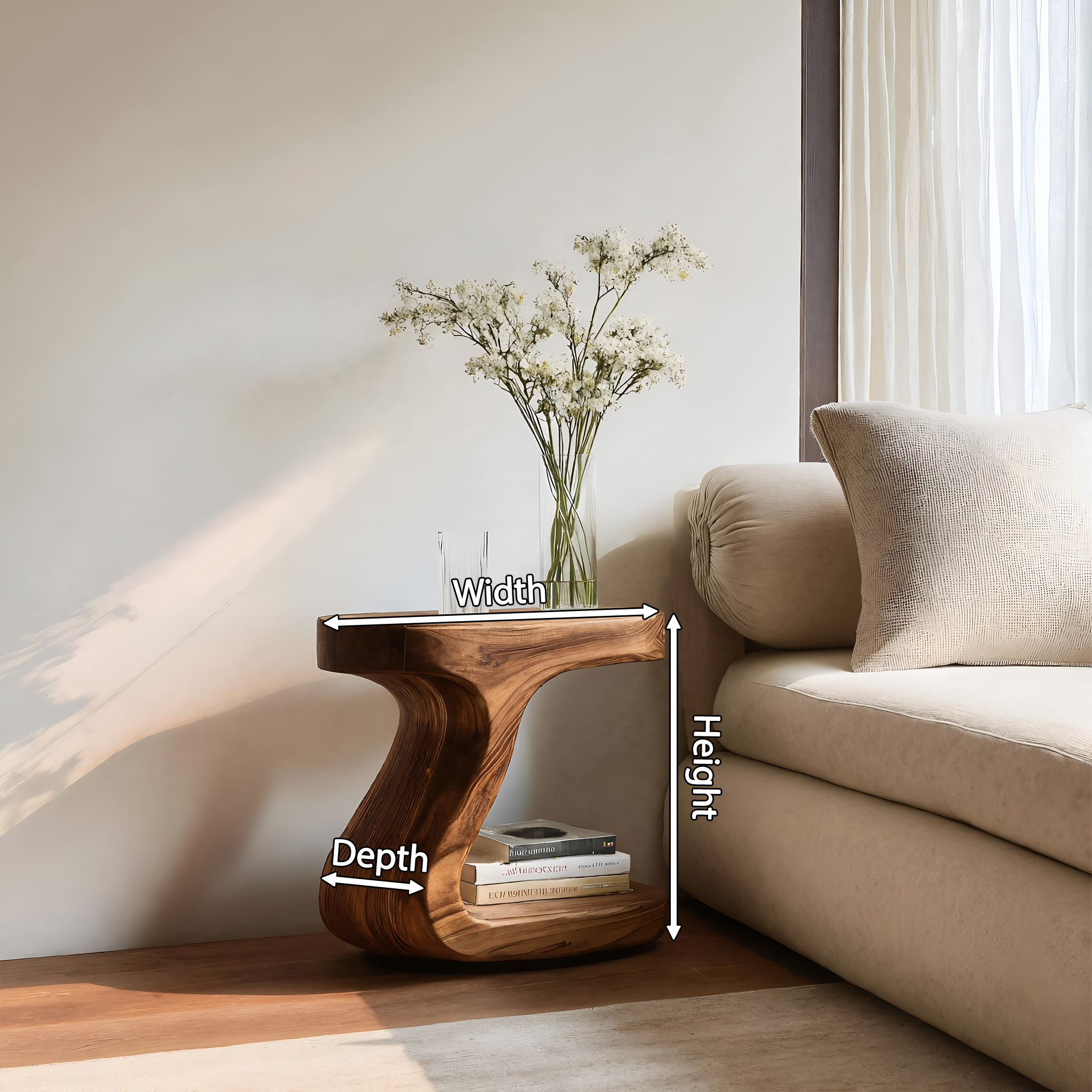 Minimalist Organic Shaped Nightstand For Bedroom RTTHHNNS001