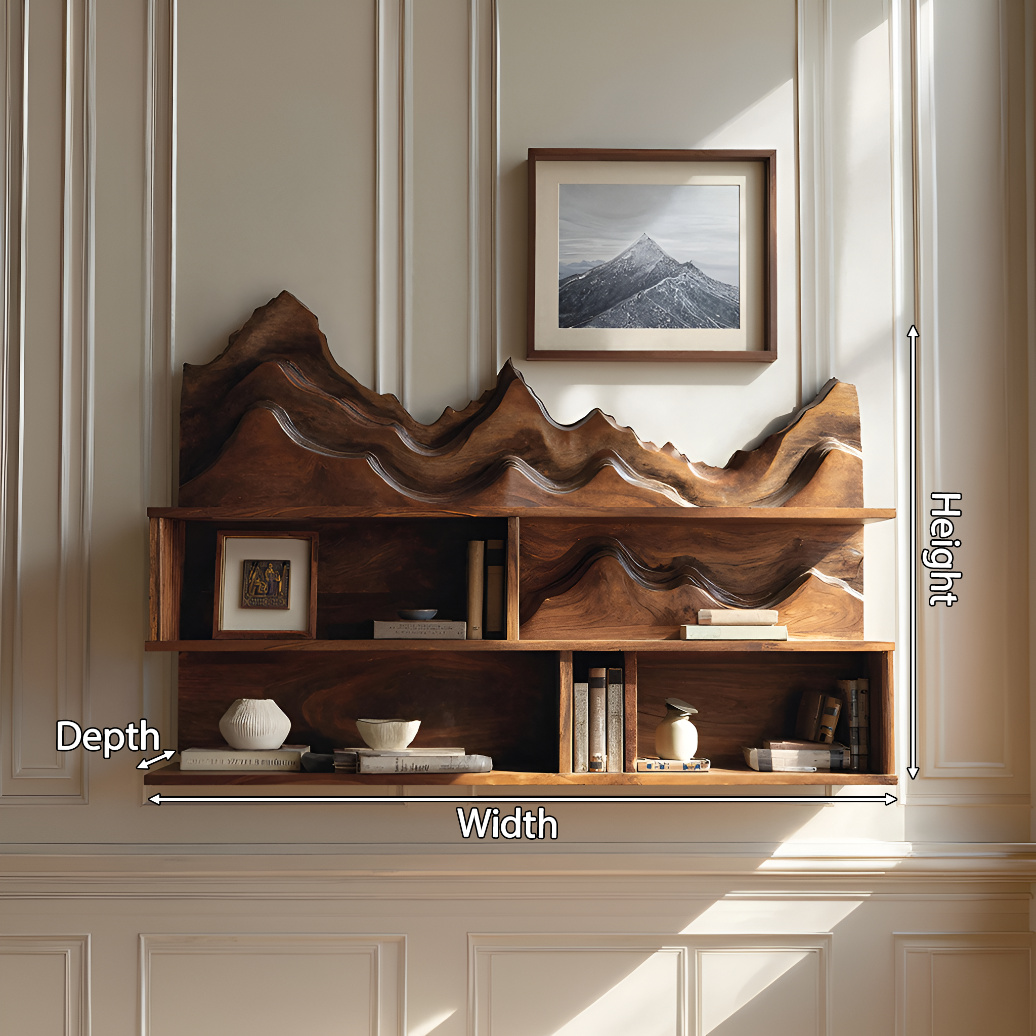 Minimalist Wooden Wall Mounted Bookshelf For Office Storage SILDTTRWMS010