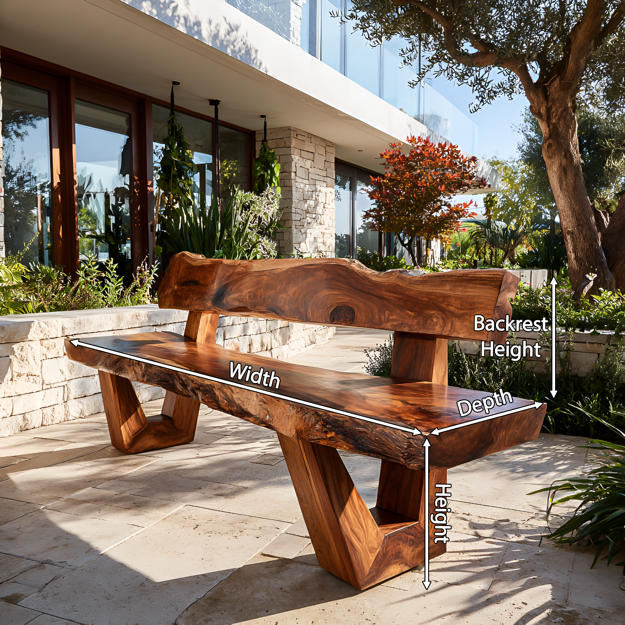Modern Outdoor Wood Bench For Exterior Seating RTTHTTGDB029