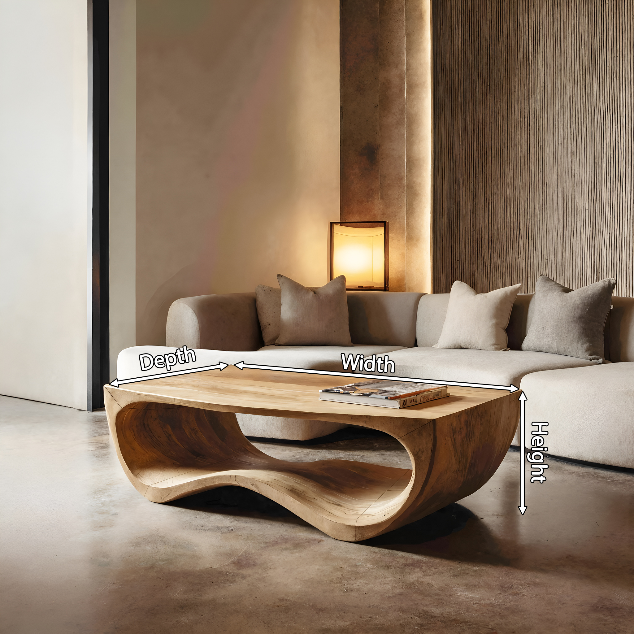 Artistic Sculptural Curved Coffee Table For Living Room RTTHHNCF052