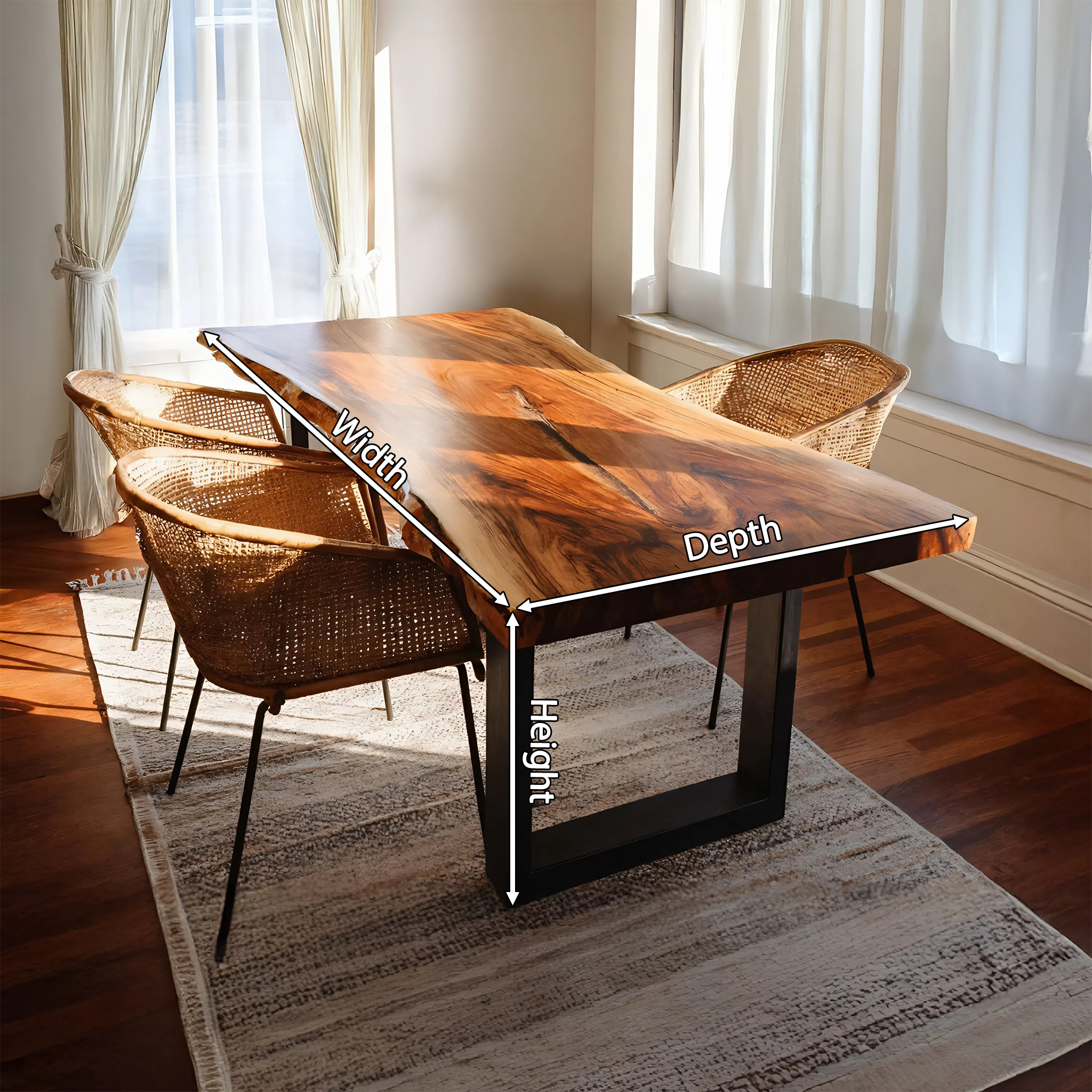 Kitchen Decor Farmhouse Live Edge Dining Table Rustic Look SILDTTRDN024