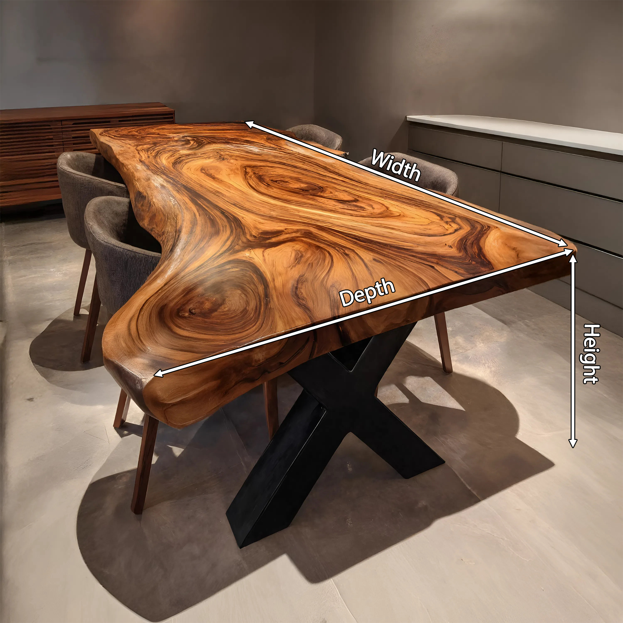 Dining Room Farmhouse Live Edge Dining Table Rustic Wood SILDTTRDN022