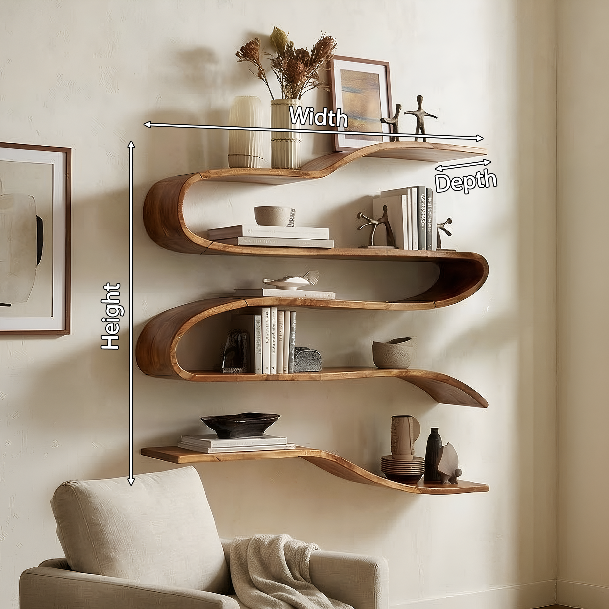 Industrial Natural Wood Kitchen Floating Shelf For Pantry Storage SILDTTRWMS016