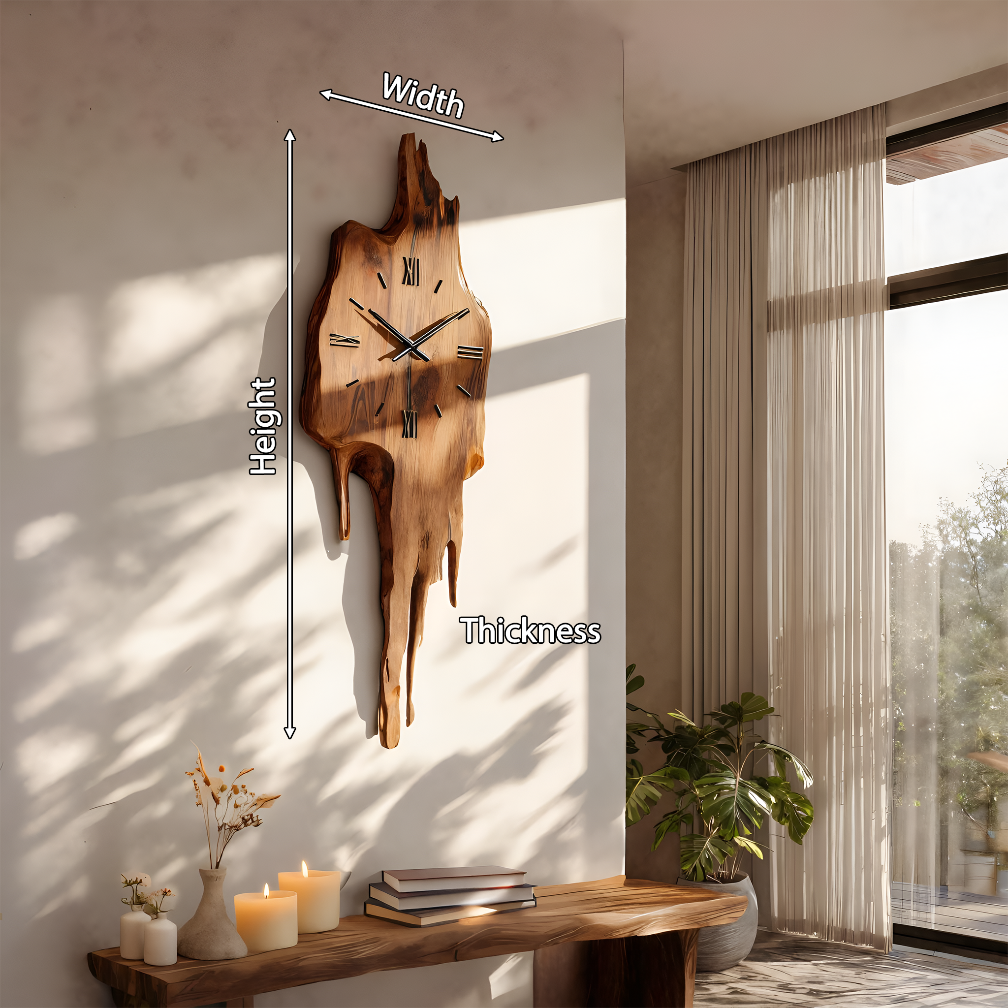 Artistic Wall Clock With Floating Edge For Living Room SITHTTWAC003