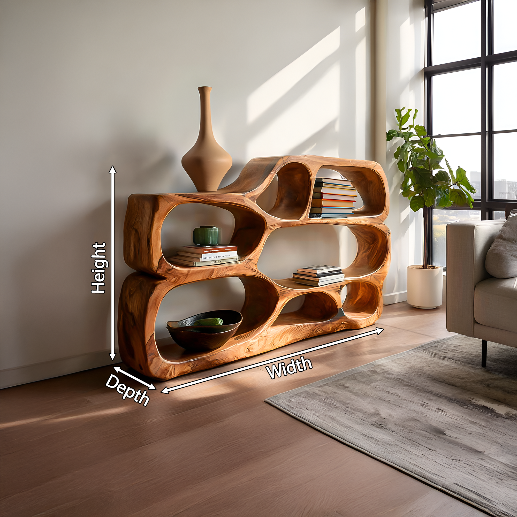 Artistic Curved Bookshelf For Living Room Styling RTTHTTBS043