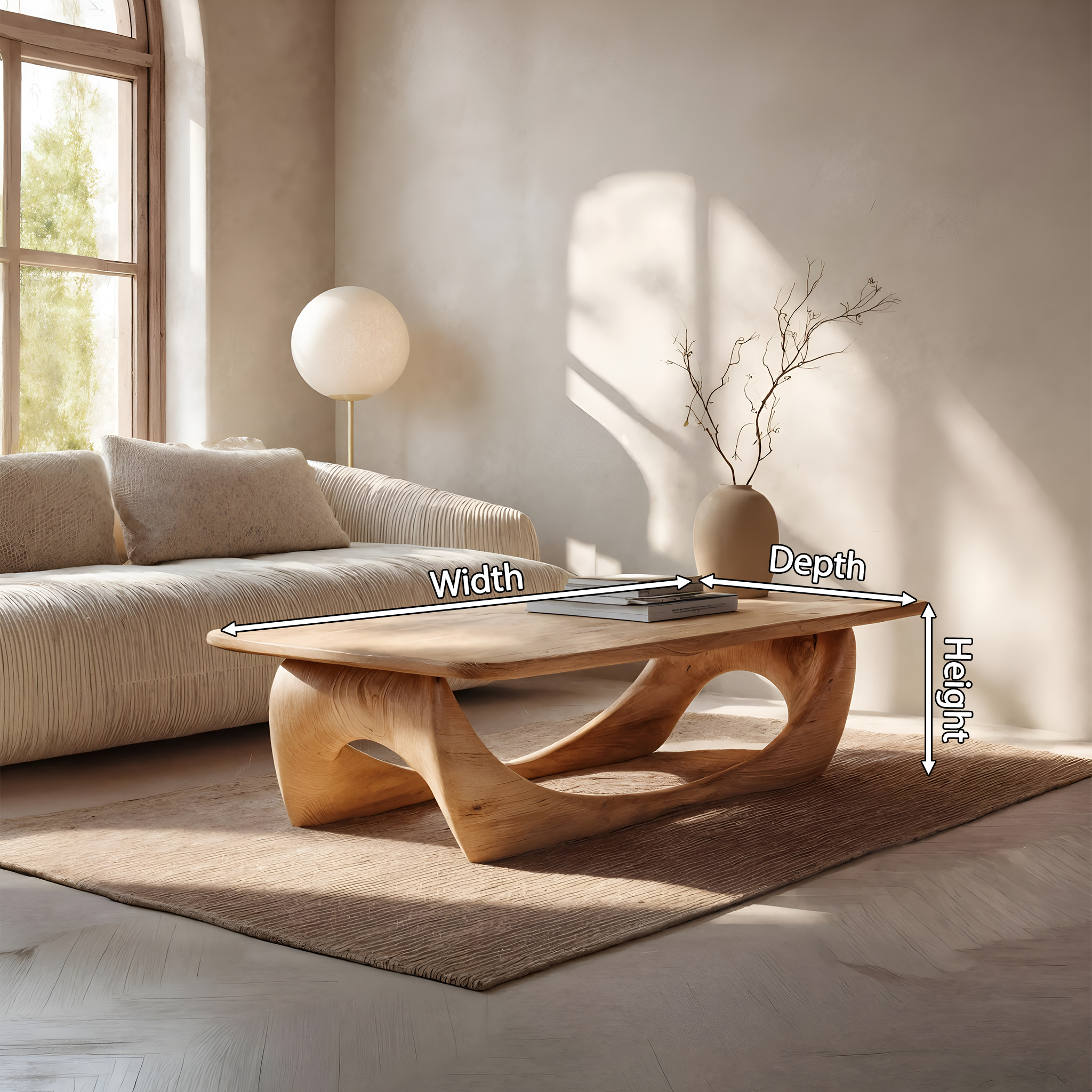 Minimal Coffee Table Smooth Curved Base For Living Room RTTHHNCF060