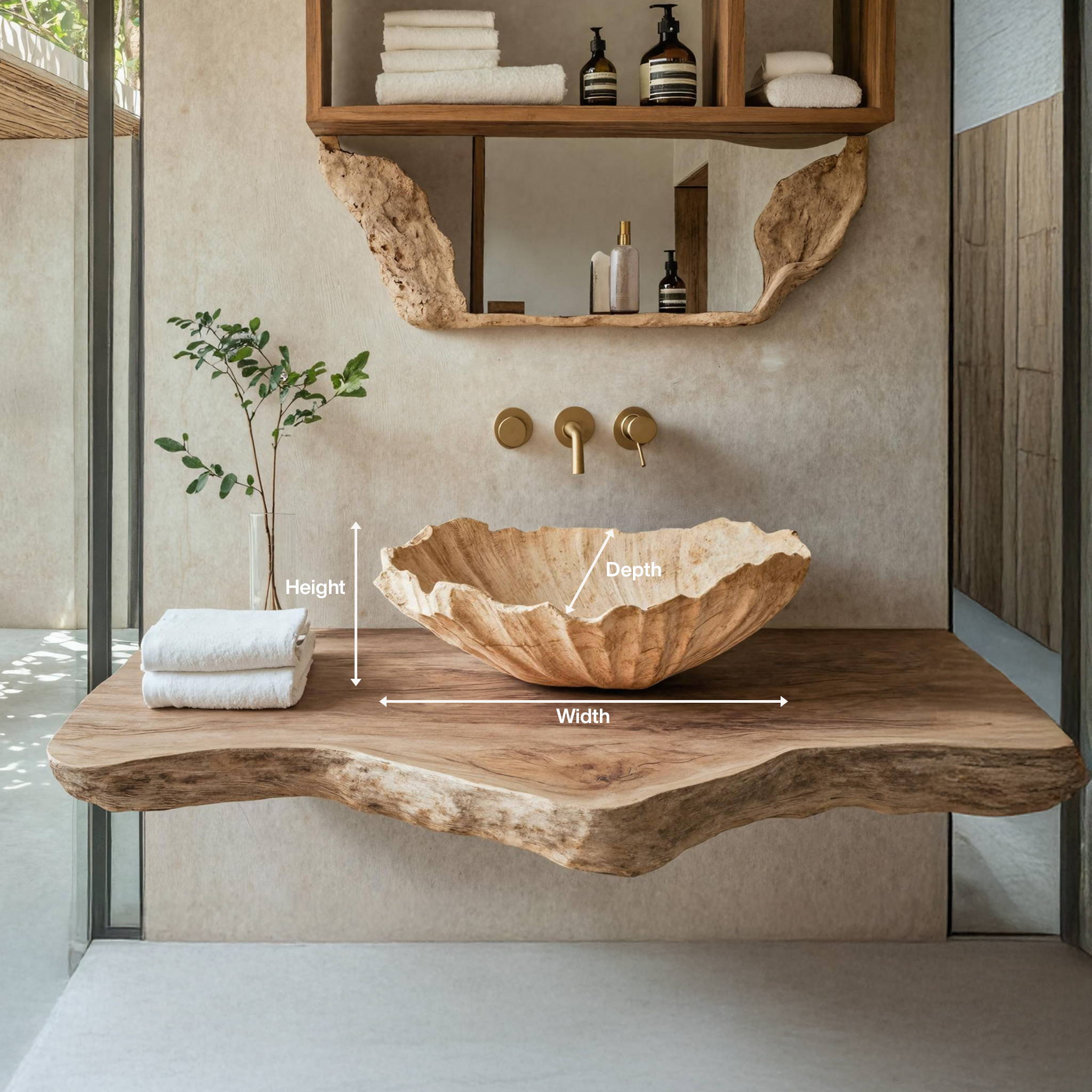 Wooden Vessel Sink Handcrafted Rustic For Furniture Decor SILDTTRVS017
