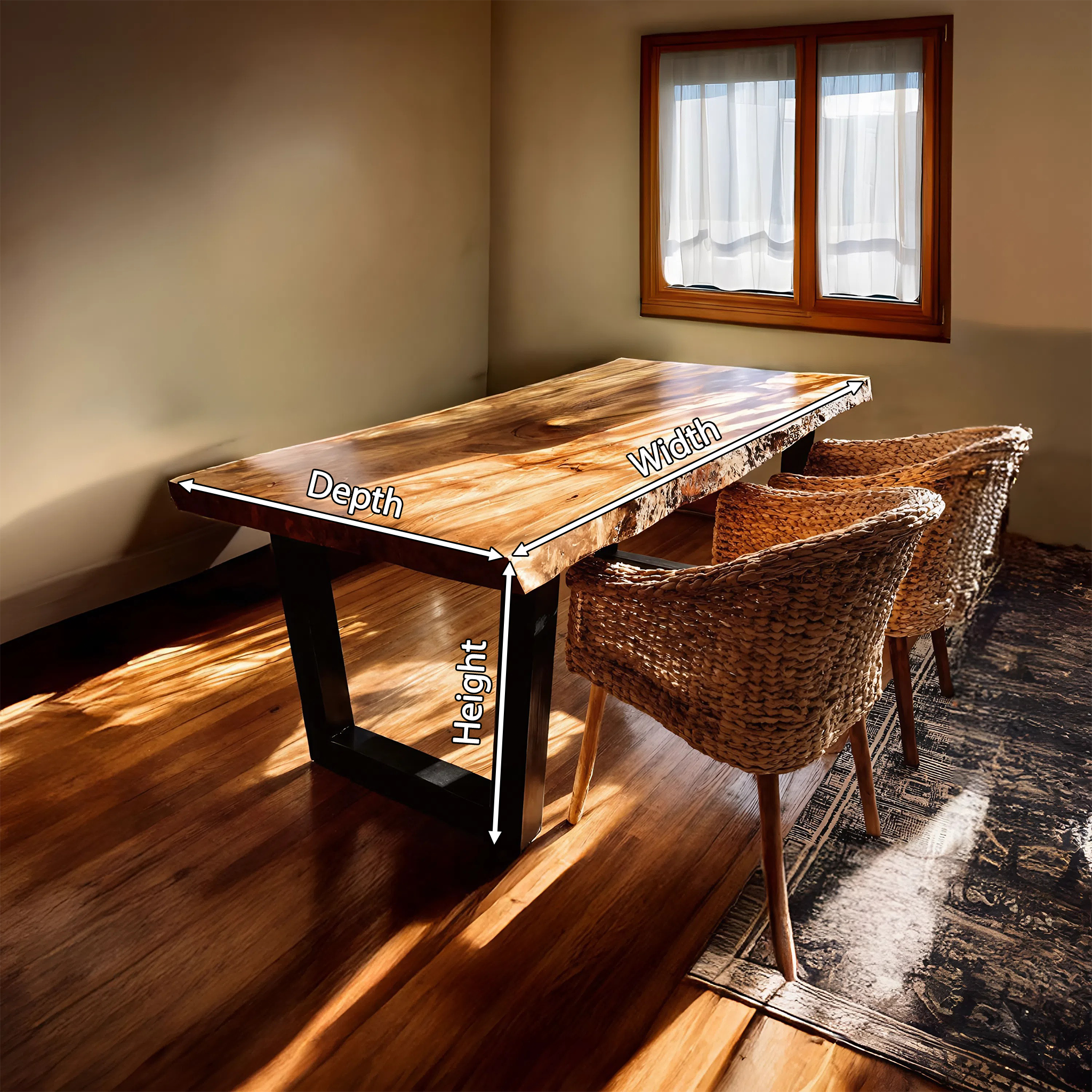 Furniture Decor Handcrafted Live Edge Dining Table Organic SILDTTRDN025