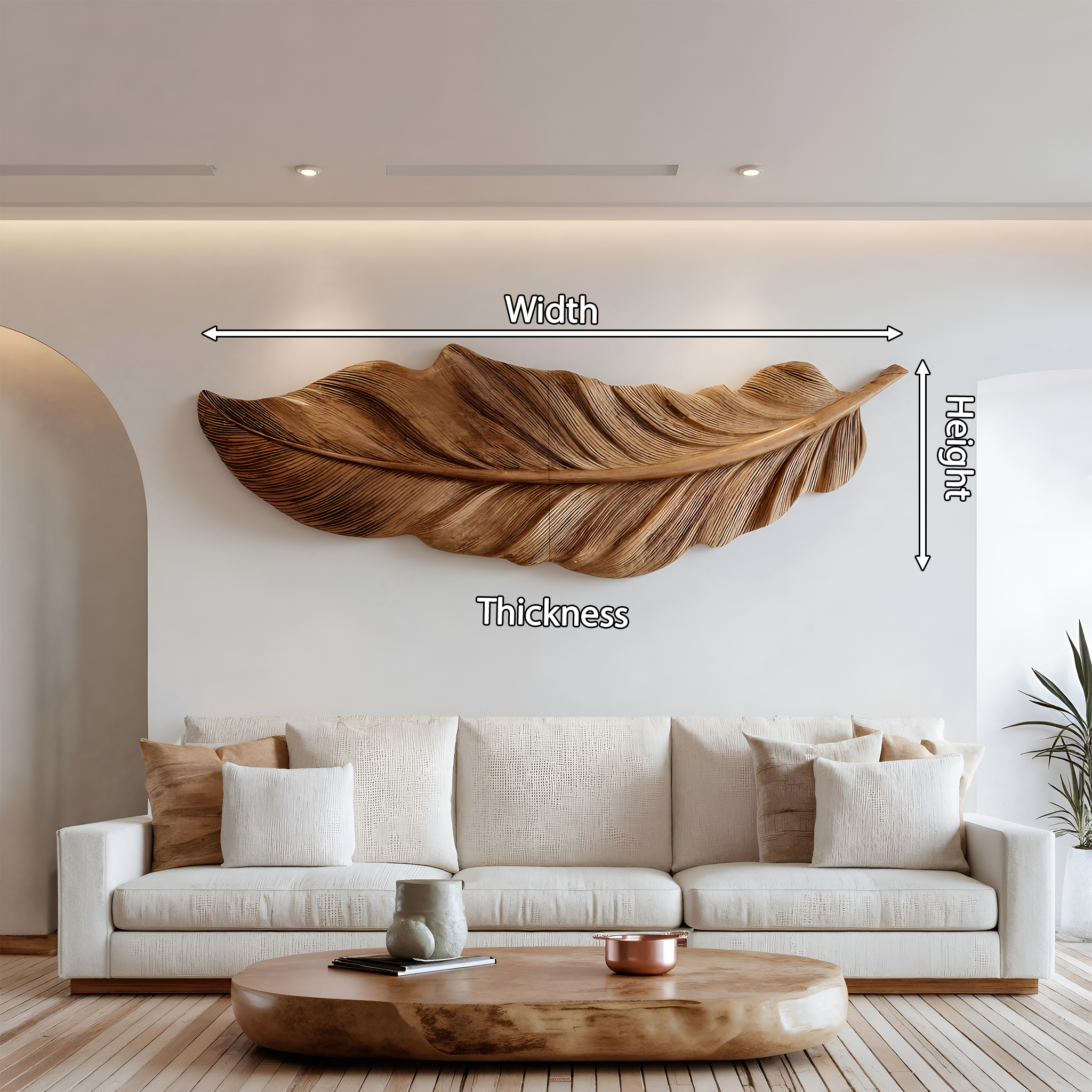 Hand Carved Feather Wall Art For Modern Home Decor RTTHHNWA096