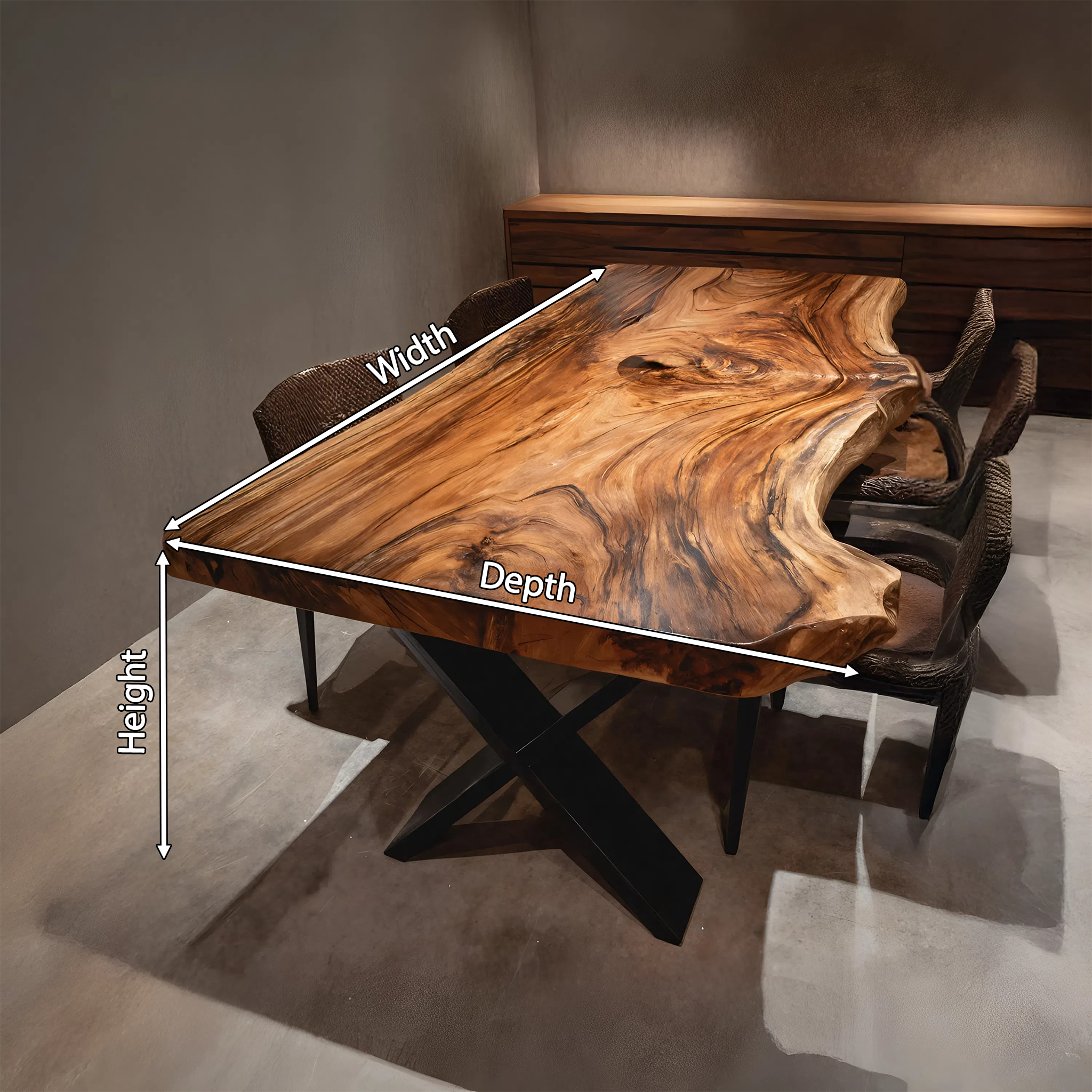 Dining Room Modern Live Edge Dining Table Natural Grain SILDTTRDN021