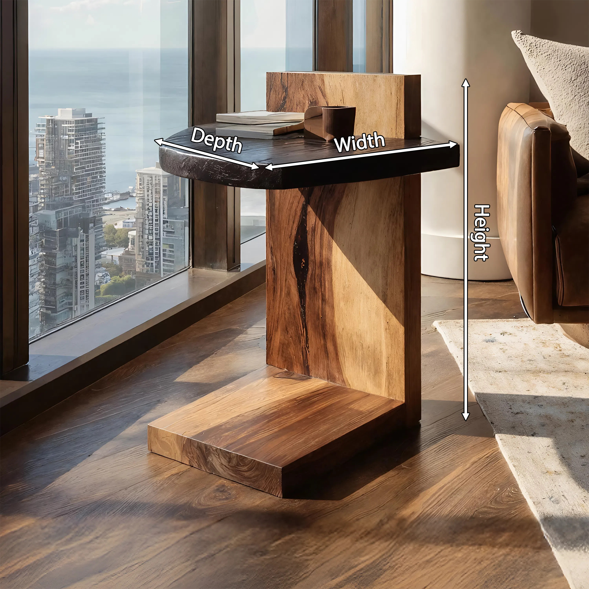 Handcrafted Wooden Side Table For Premium Furniture Look SILDTTNSTA021
