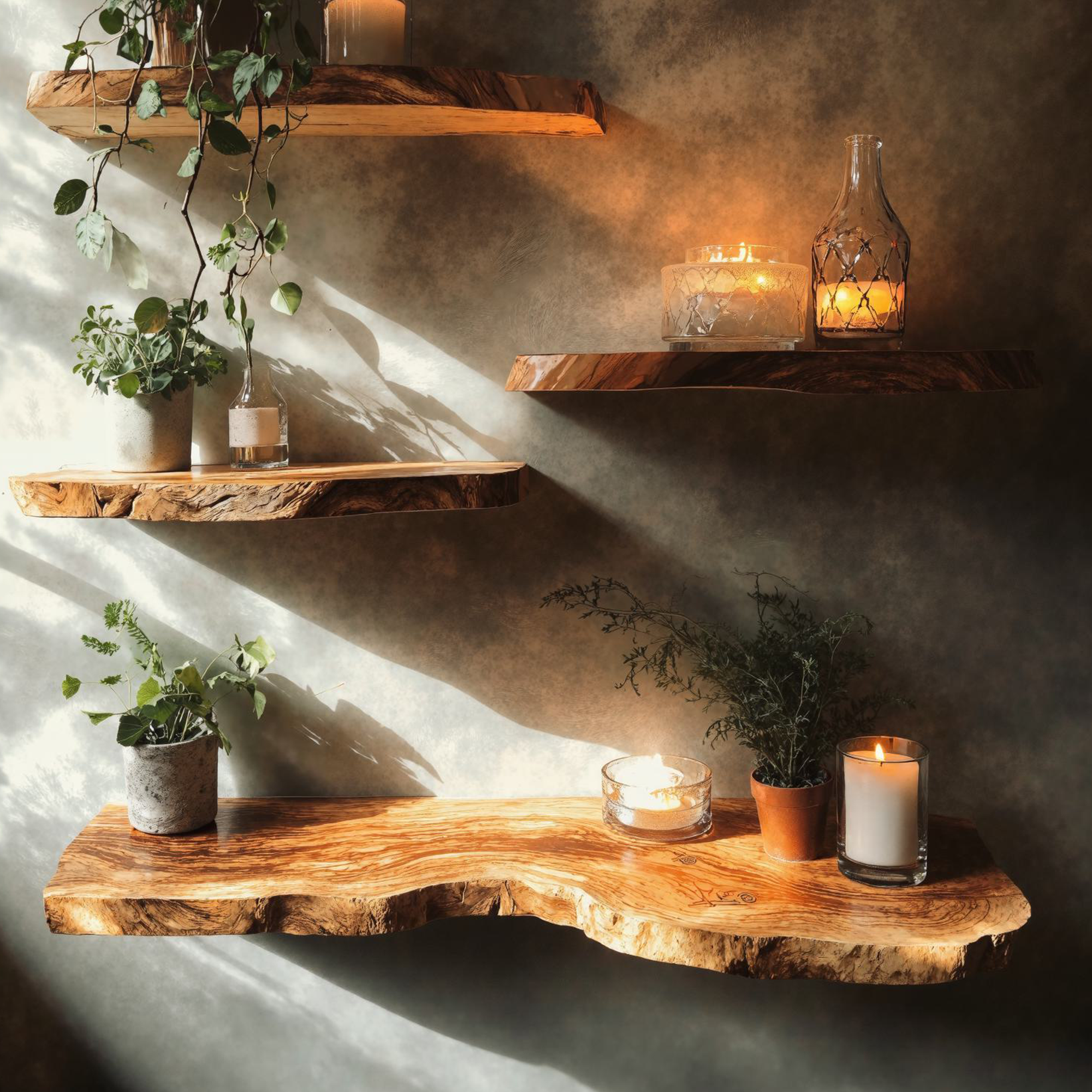 Solid Wood Floating Shelf Long Bookshelf SINLFL041