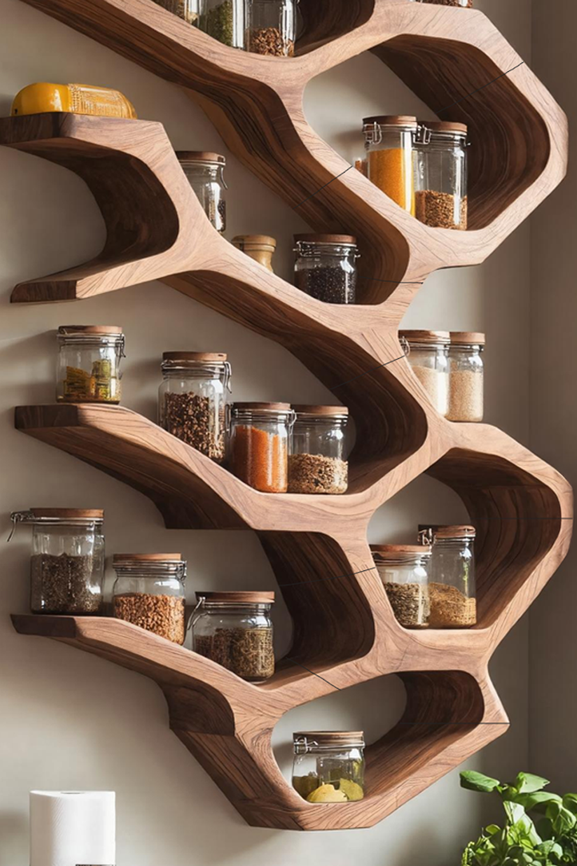 Farmhouse Kitchen Furniture With Wooden Spice Organizer SILDTTRSRS019