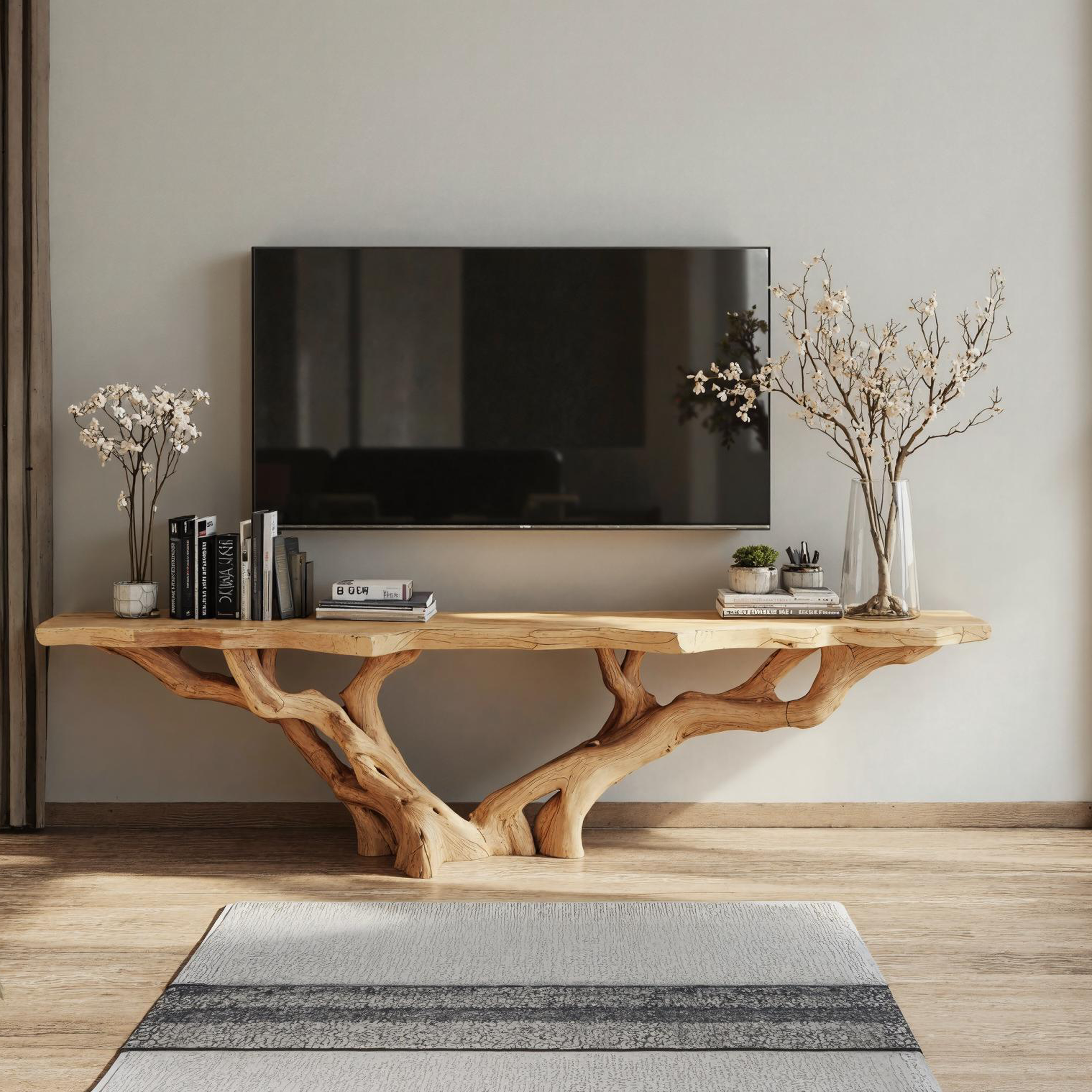 Rustic Handmade Live Edge TV Console For Living Room And Bedroom SILDTTVC030