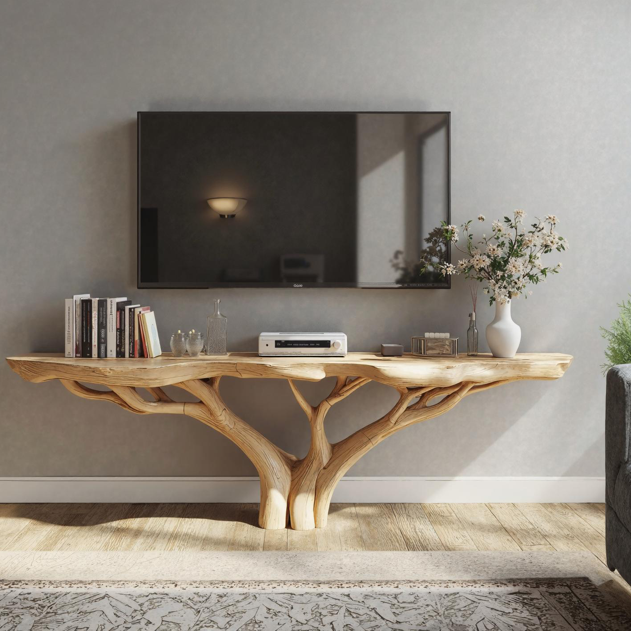 Farmhouse Wood TV Cabinet Stand For Entryway And Hallway SILDTTVC029