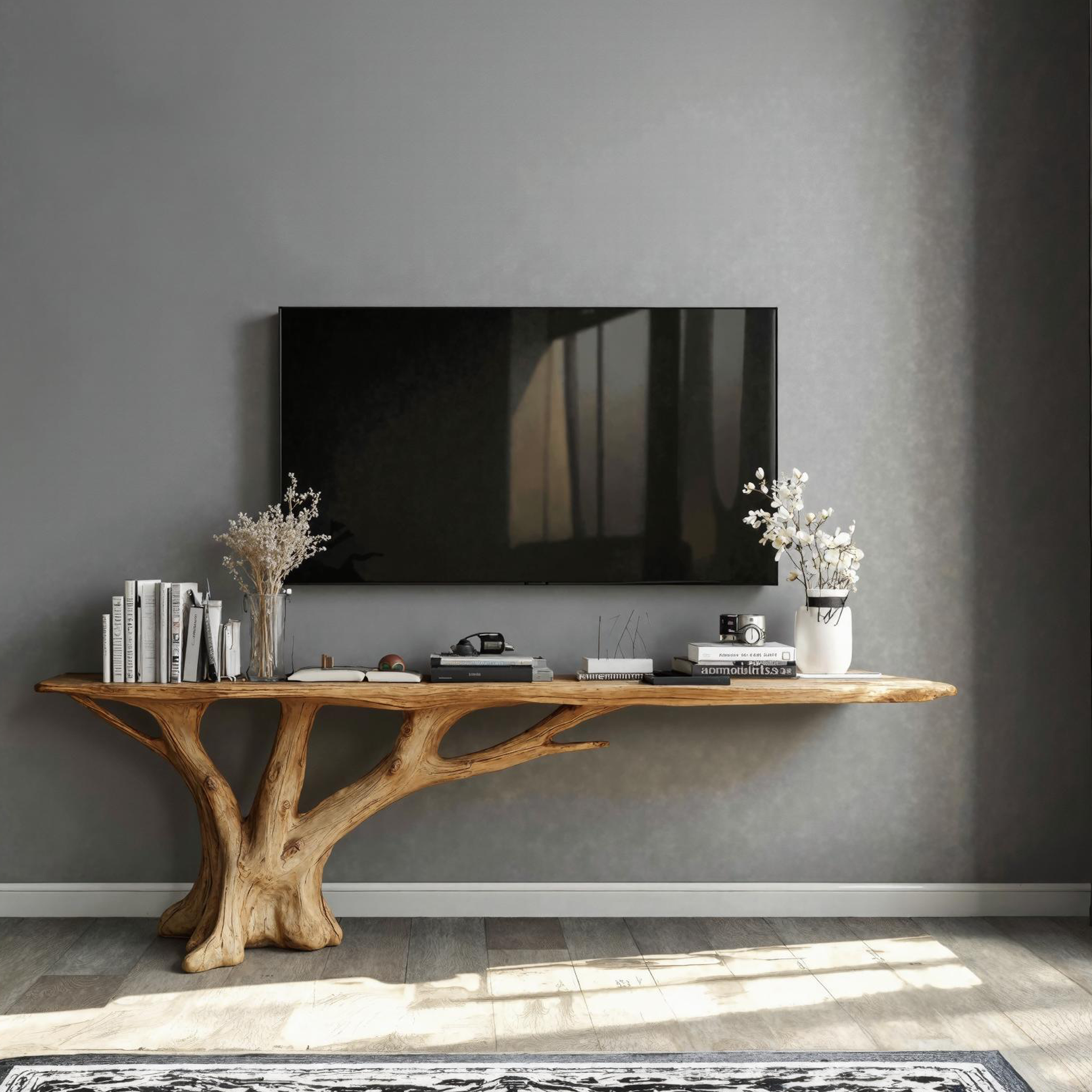 Rustic Natural Wood TV Console For Entryway And Hallway SILDTTVC026