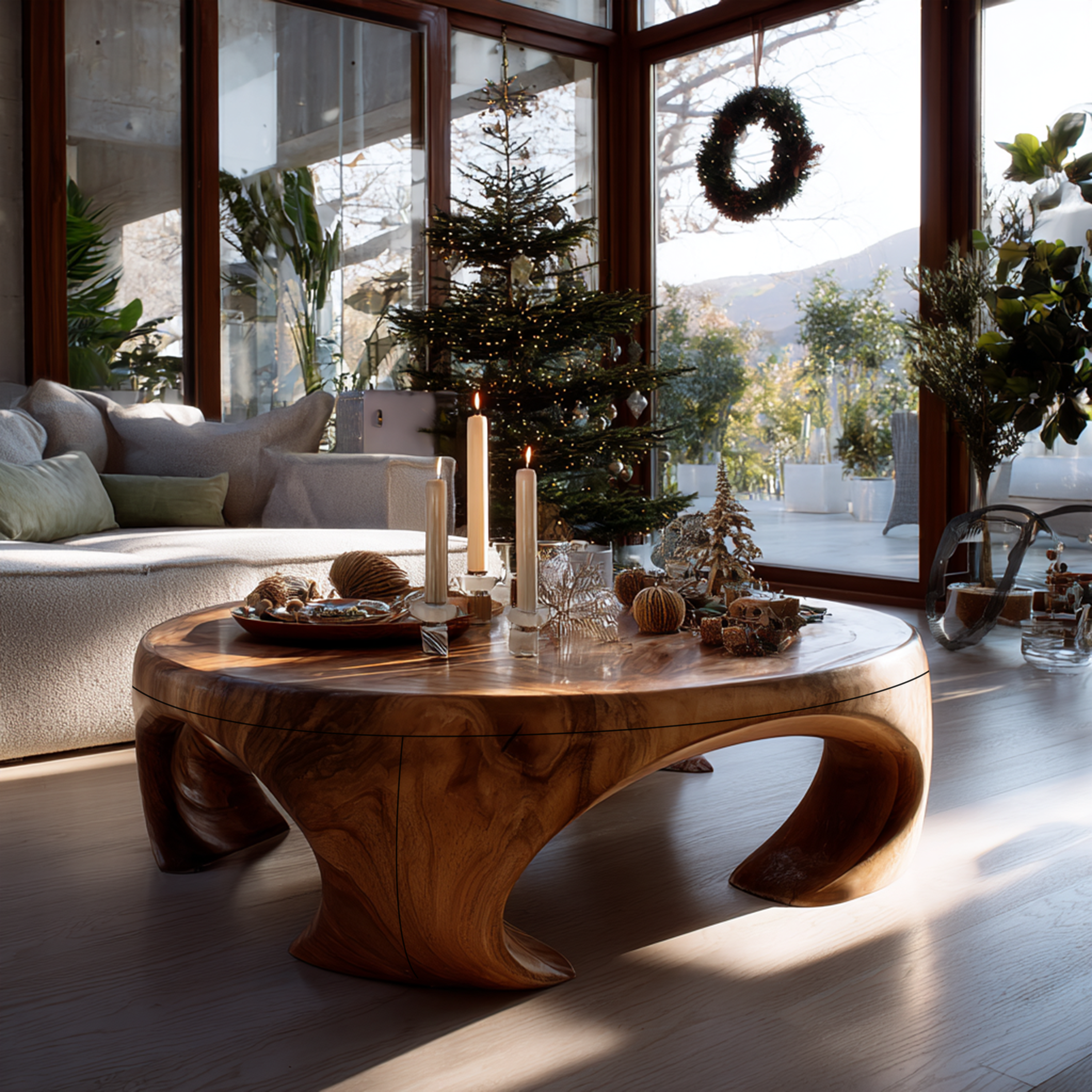 Farmhouse Wooden Coffee Table For Living Room Holiday Decoration SILDTTRCFC003