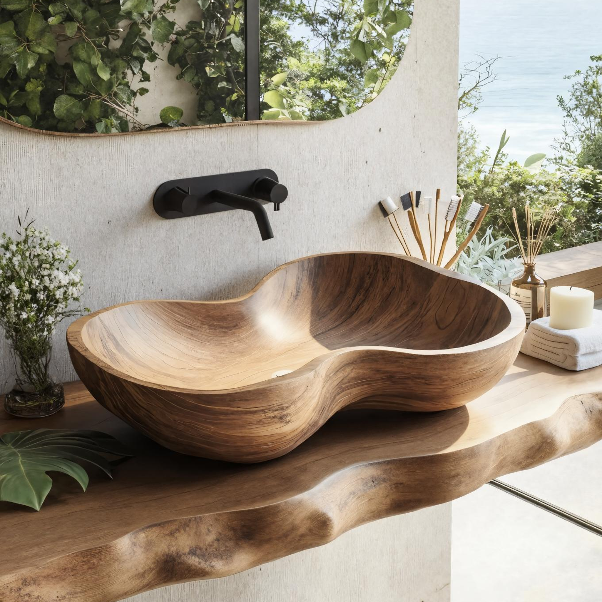 Rustic Wooden Vessel Sink For Eco Friendly Bathroom Look SILDTTRVS002