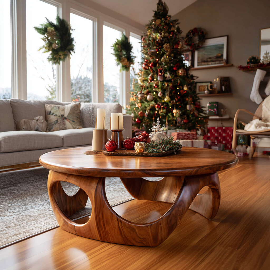 Handcrafted Wooden Coffee Table For Living Room Christmas Style SILDTTRCFC008