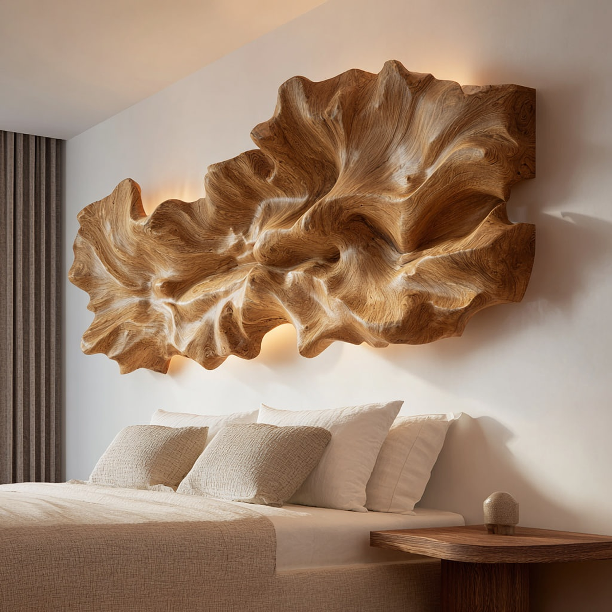 Rustic Signature Sculpted Wood Headboard Solid Wood Bedroom Interior Gallery Feature SINLKIDH019