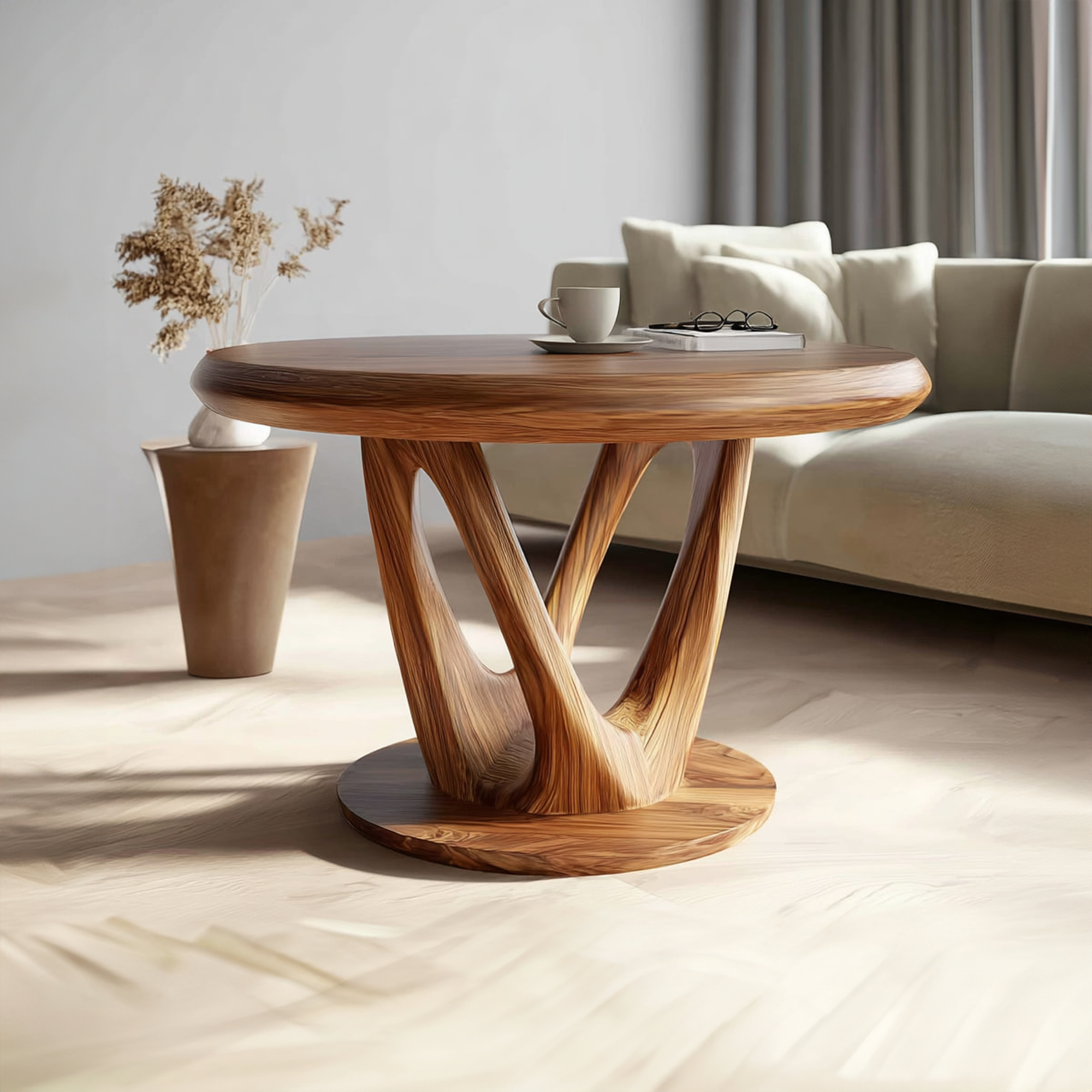 Mid Century Organic Round Table Living Room Dining Room SINLKICF199