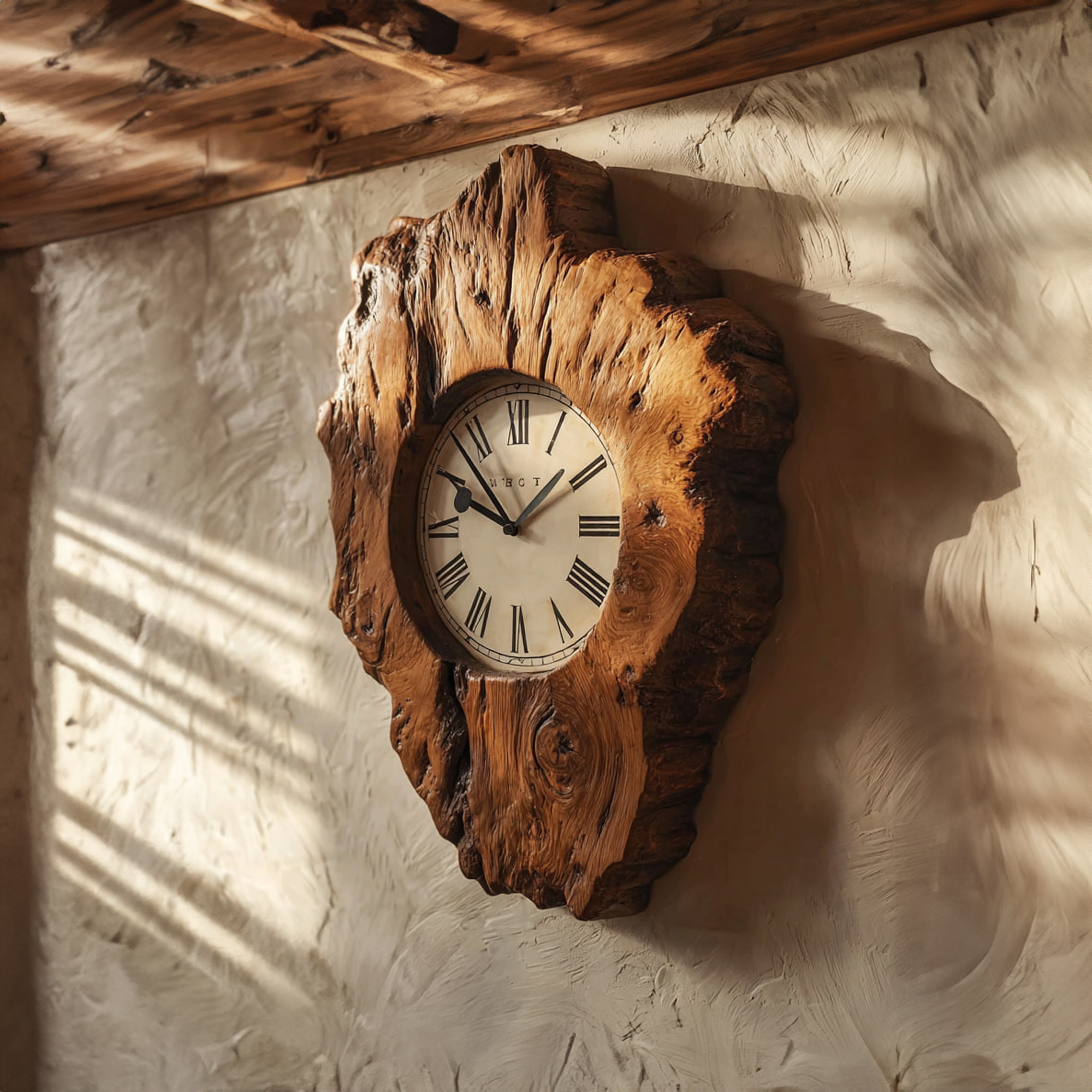 Rustic Organic Wood Wall Clock Home Interior Or Hallway SINLKICK017