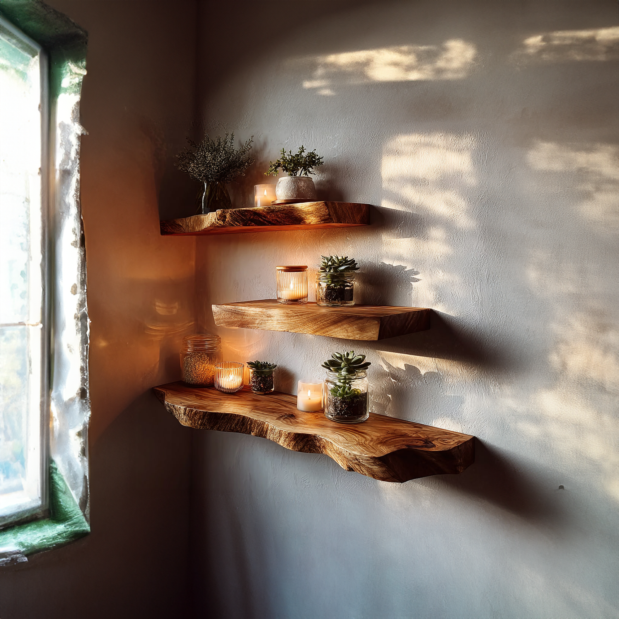 Rustic Corner Floating Shelves Modern Office Or Living Room SINLKIFL299