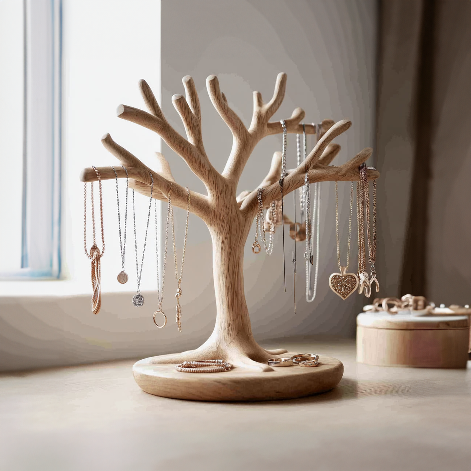 Nature Inspired Wooden Jewelry Tree Holder Handmade SINLKITJR003