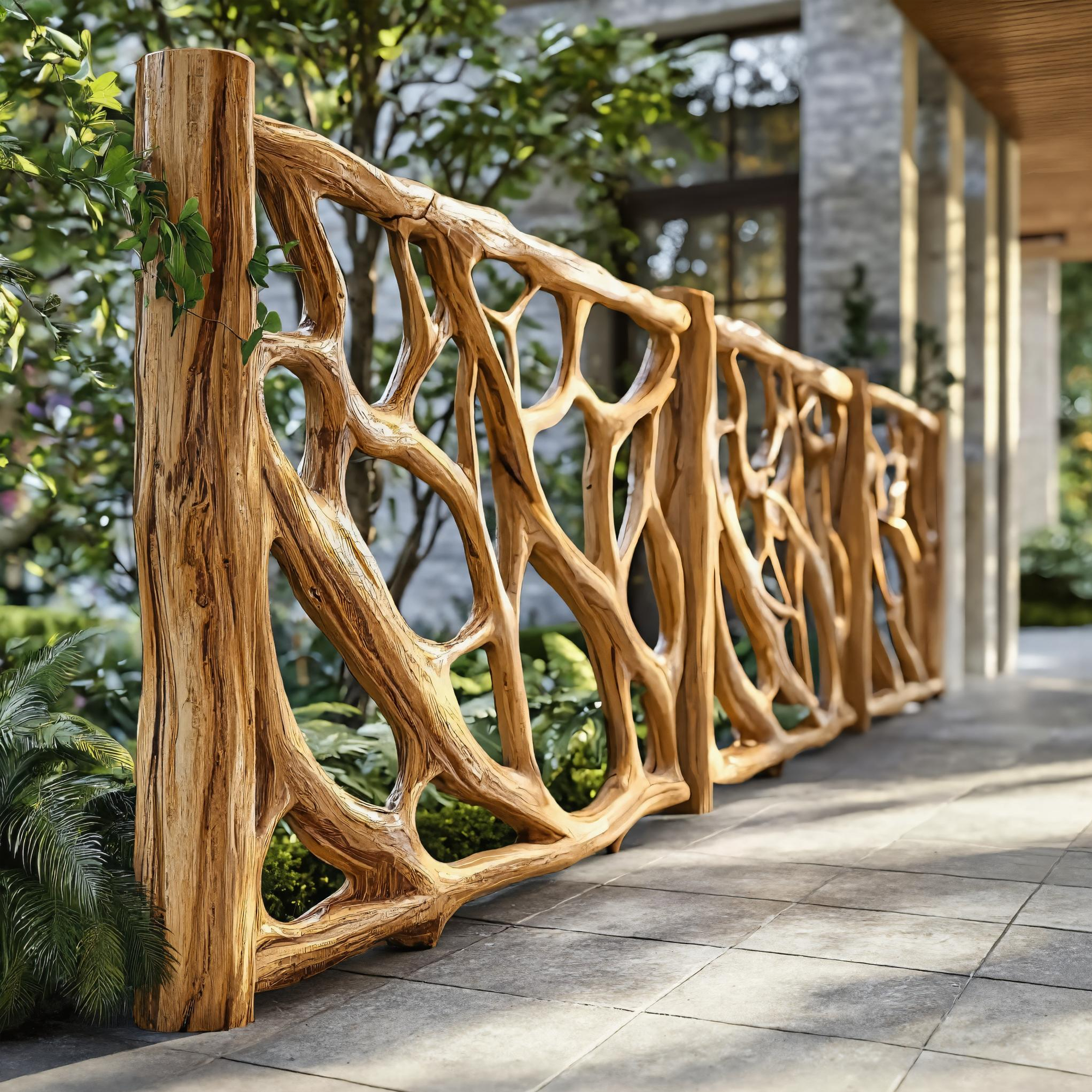 Rustic Tree Form Railing For Outdoor And Garden Space SINLKIST008