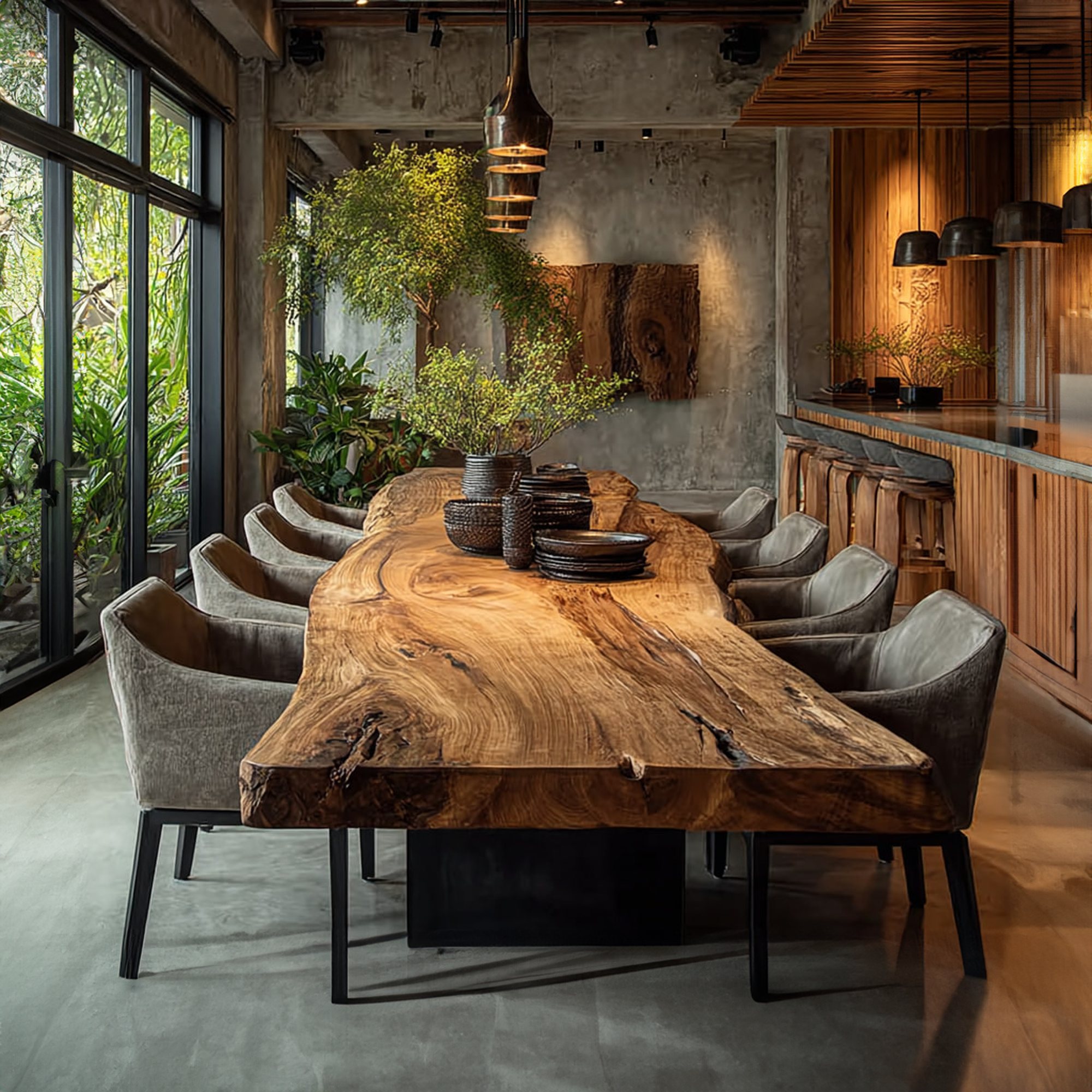 Rustic Live Edge Dining Table Modern Kitchen SINLKIDT080