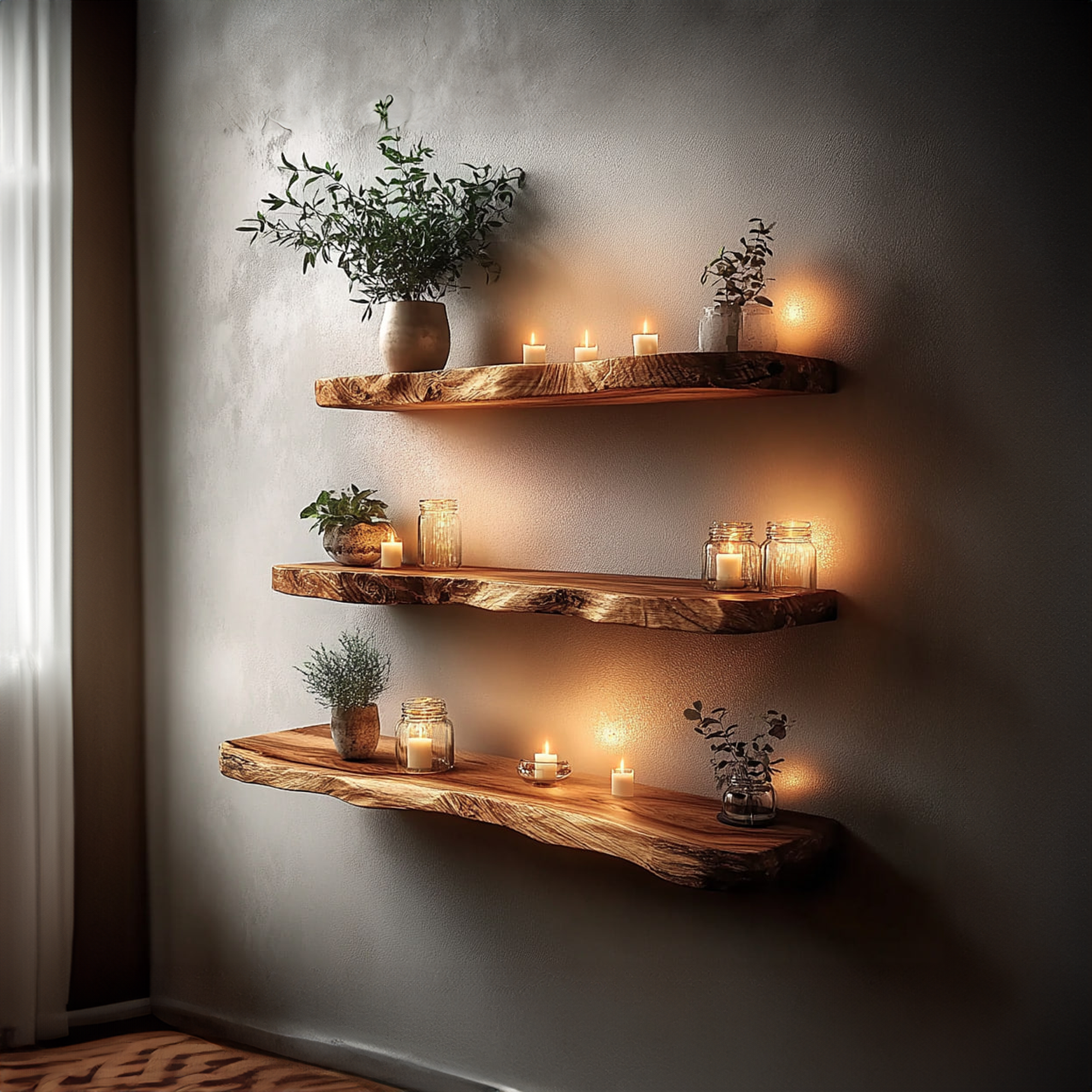 Rustic Live Edge Corner Display Bookshelf Living Room Or Study Room SINLKIFL222