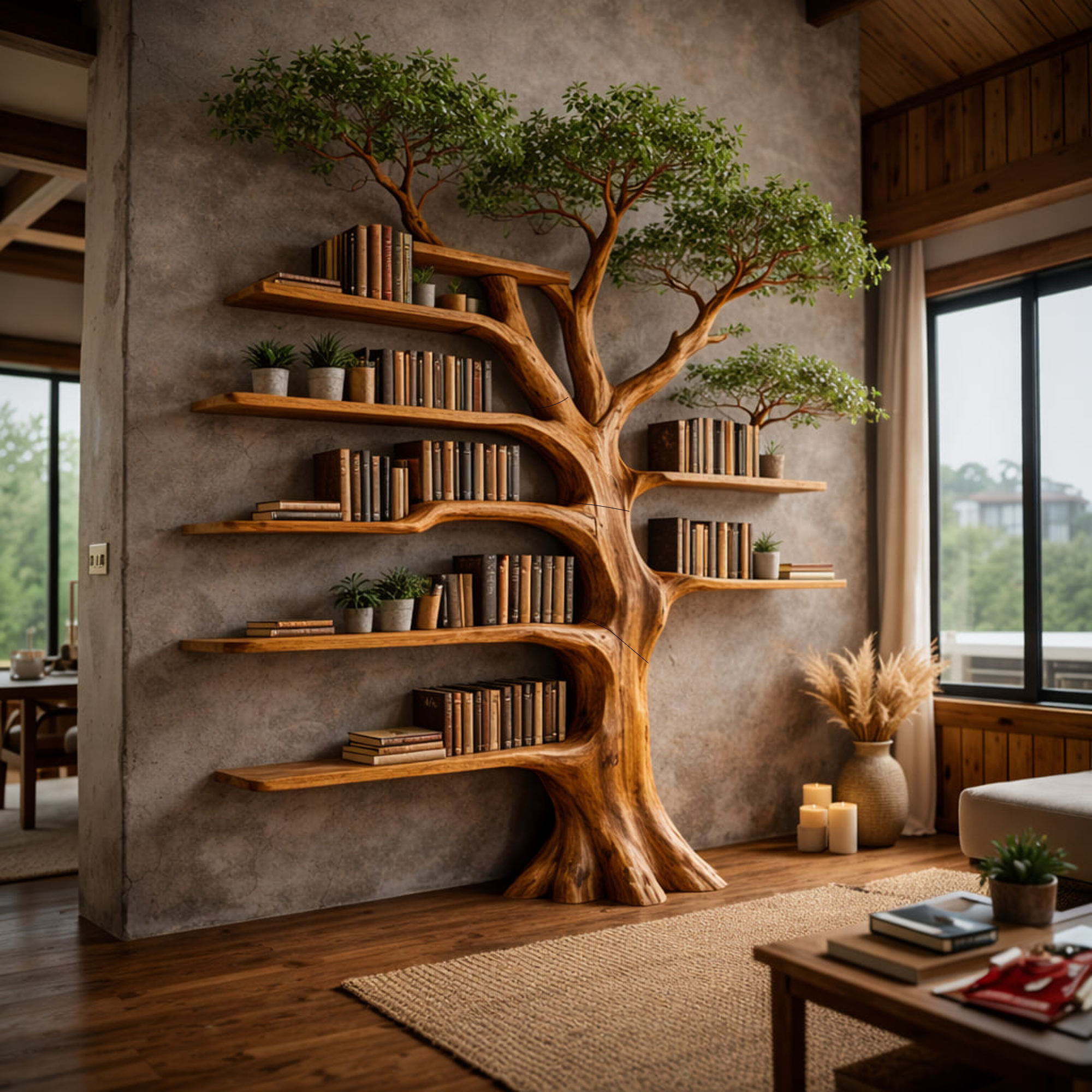 Nature Inspired Tree Display Bookcase Living Room SINLKITB657