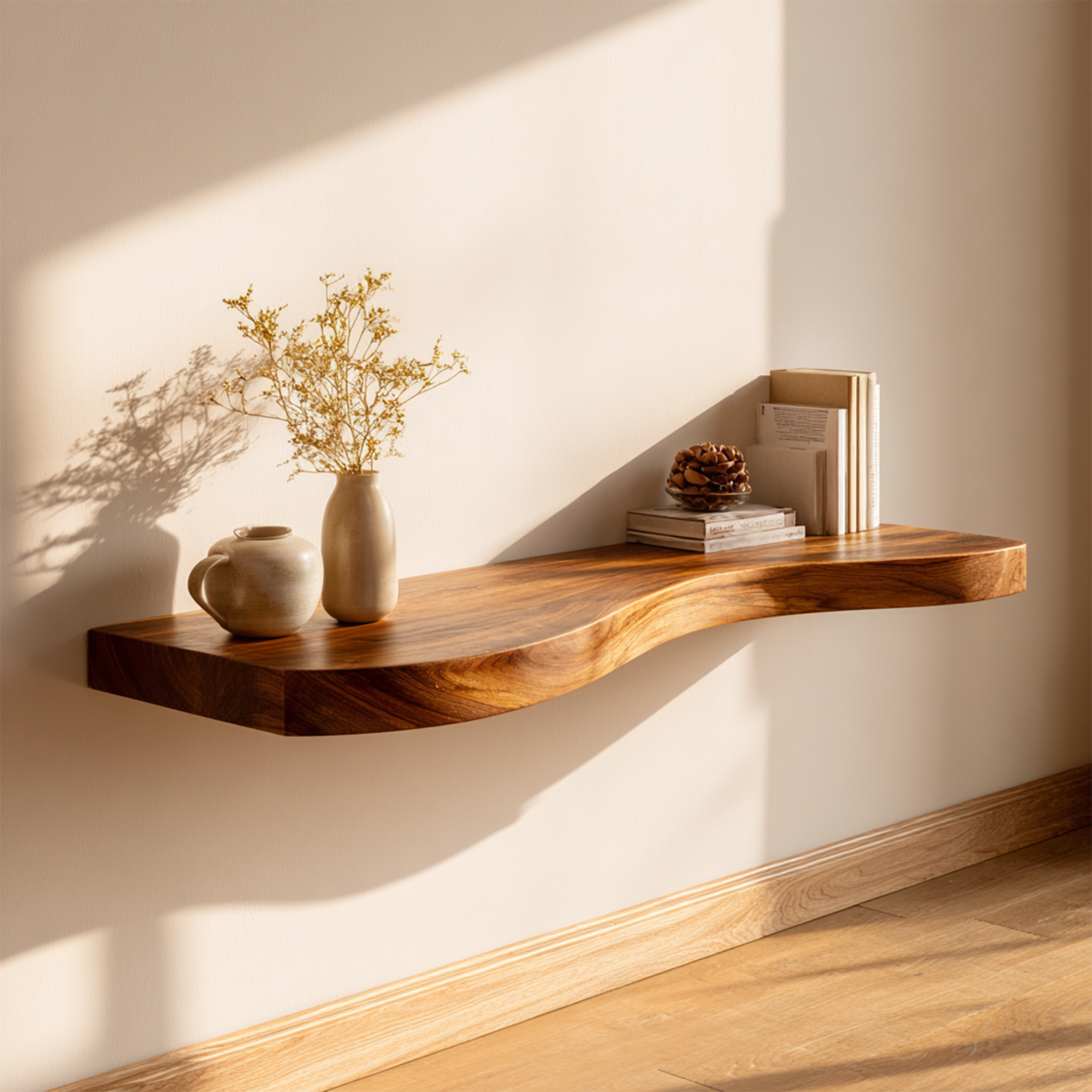 Rustic Floating Shelf Minimal Wall Mounted Decor For Living Room SINLKIFL358
