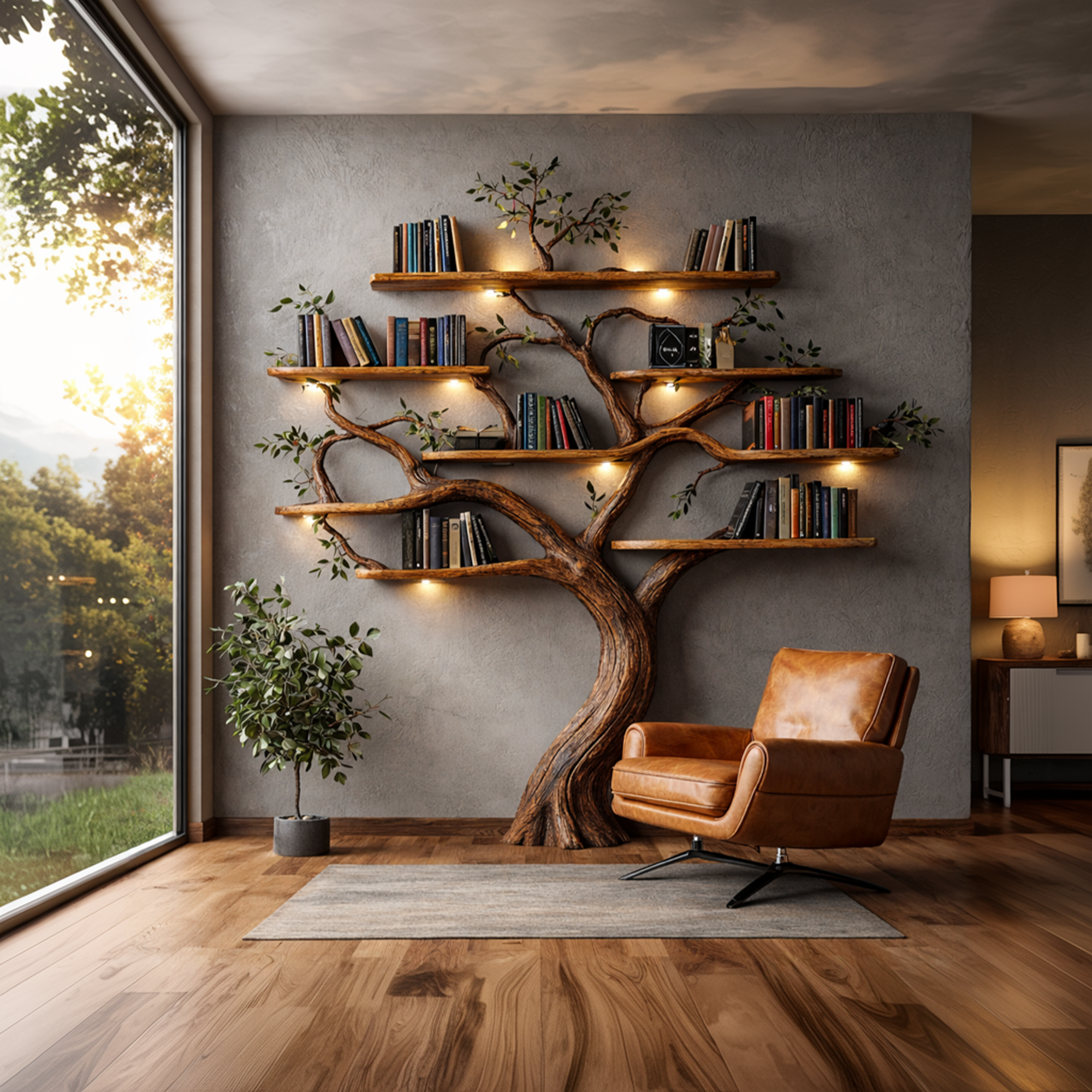 Organic Modern Large Tree Bookshelf For Home SINLKITB675