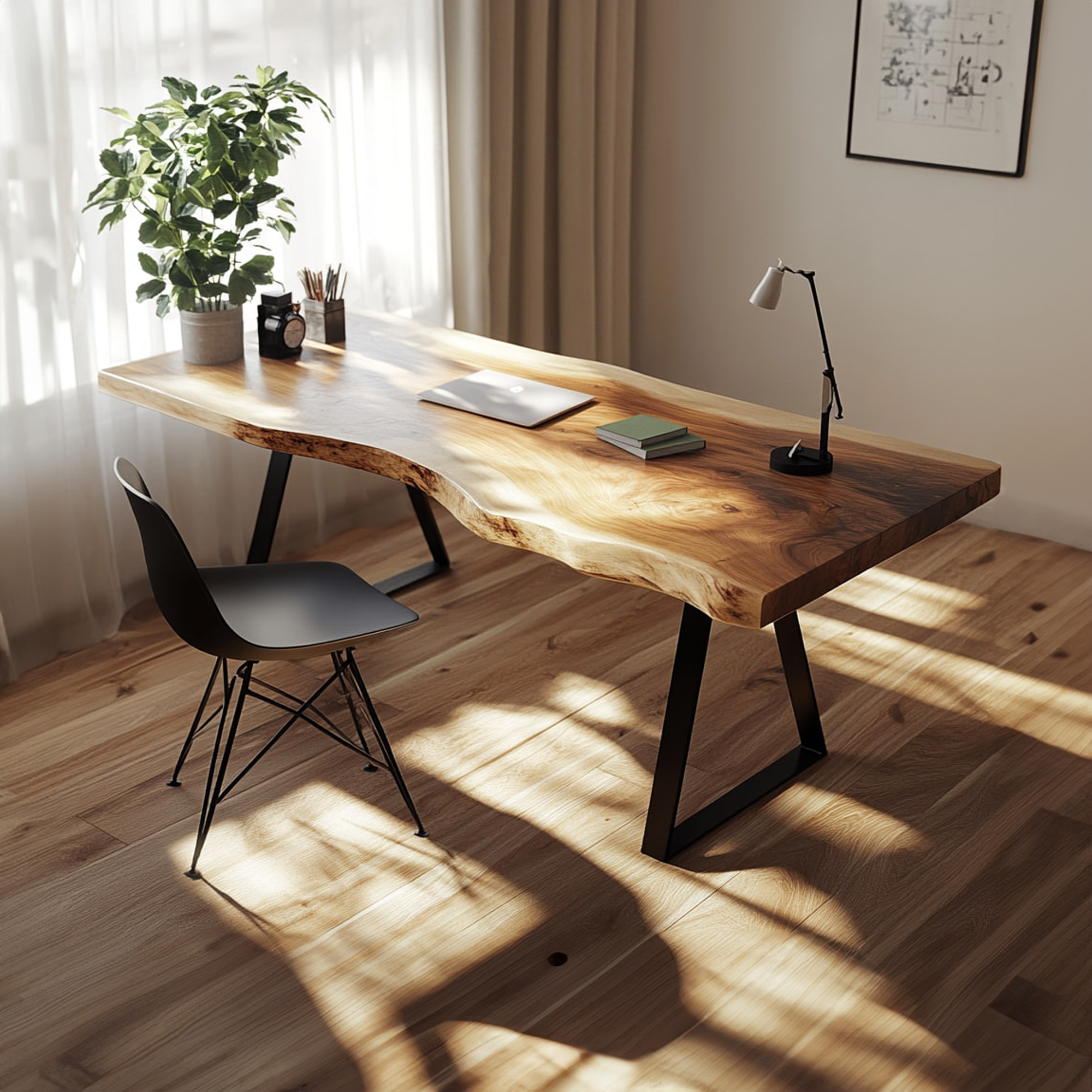 Rustic Live Edge Writing Desk Reading Room And Home Office SINLKIDK034