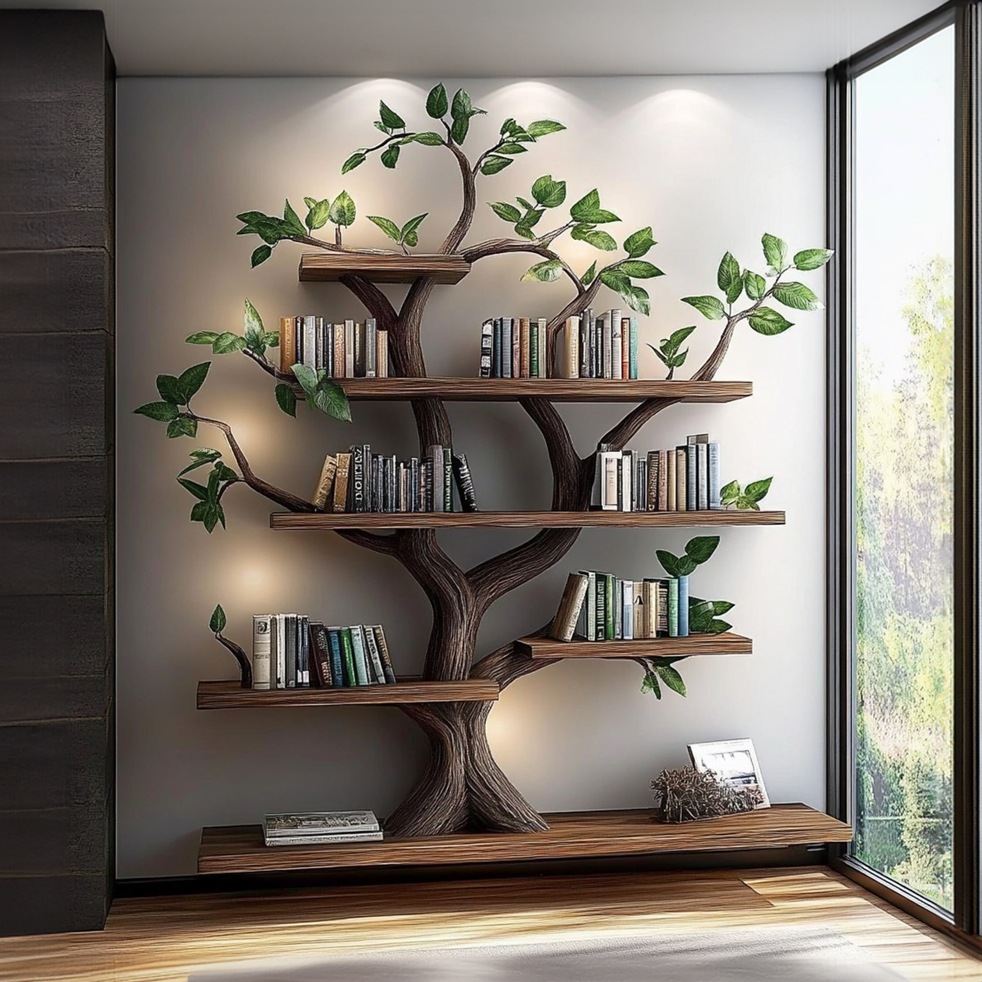 Rustic Organic Tree Bookshelf Sculptural Design Living Room SINLKITB525