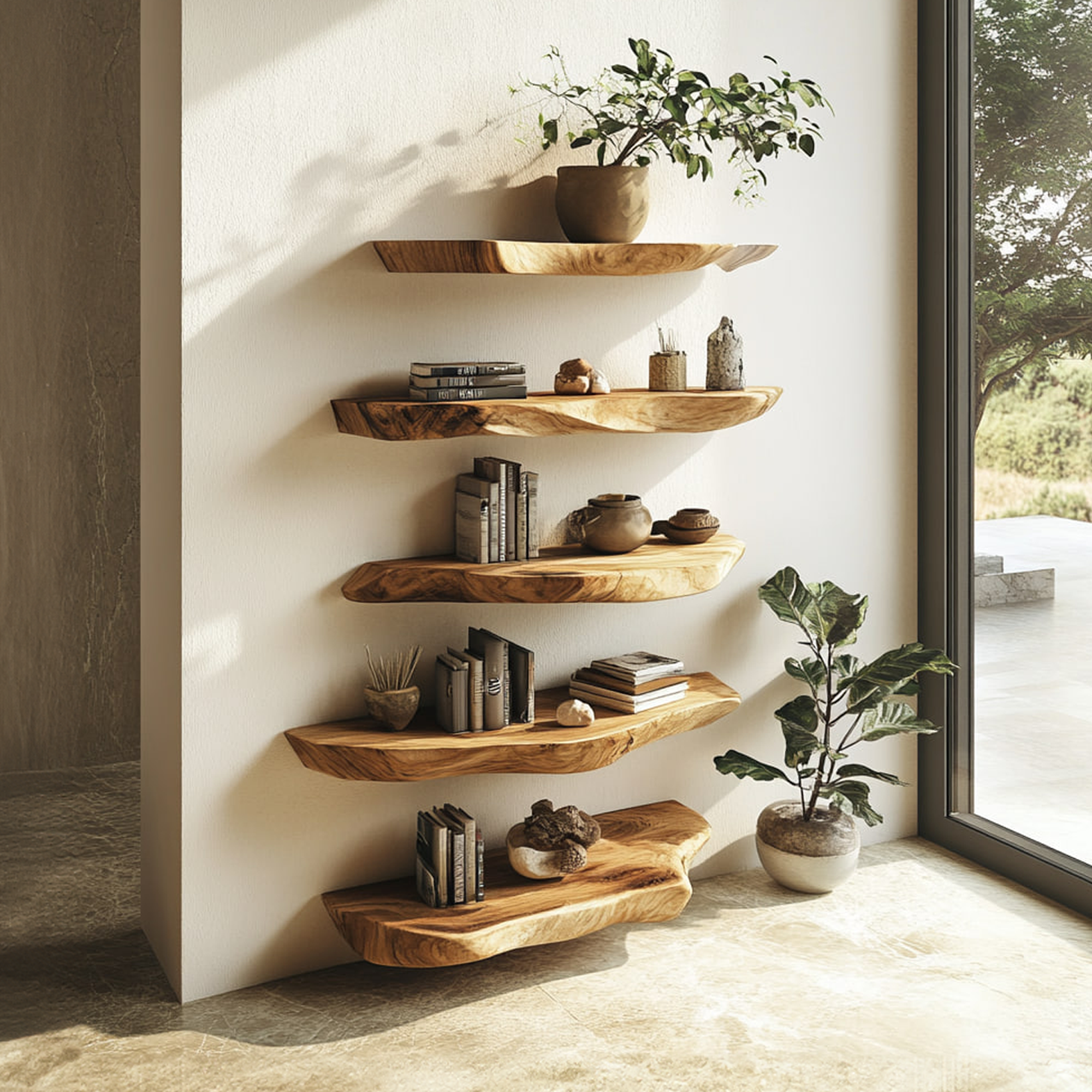 Rustic Live Edge Wall Mounted Shelf Living Room Or Kitchen SINLKIFL260