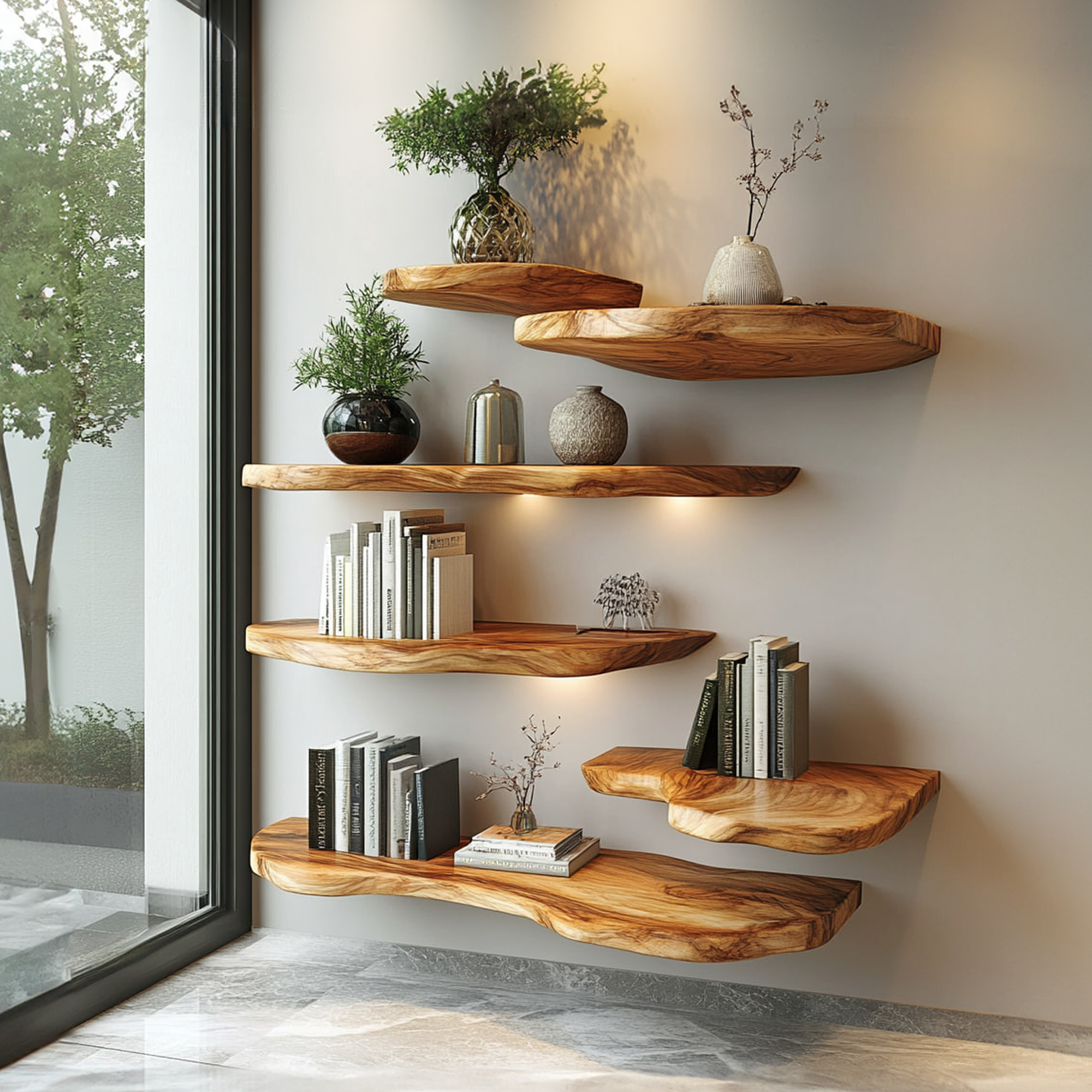 Rustic Live Edge Wall Shelf Living Room Or Bedroom SINLKIFL261