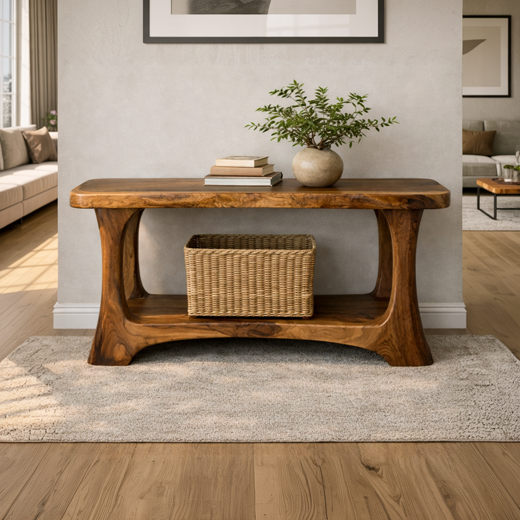 Organic Sculptural Console Table Statement Piece For Modern Rustic Home SINLKICS468
