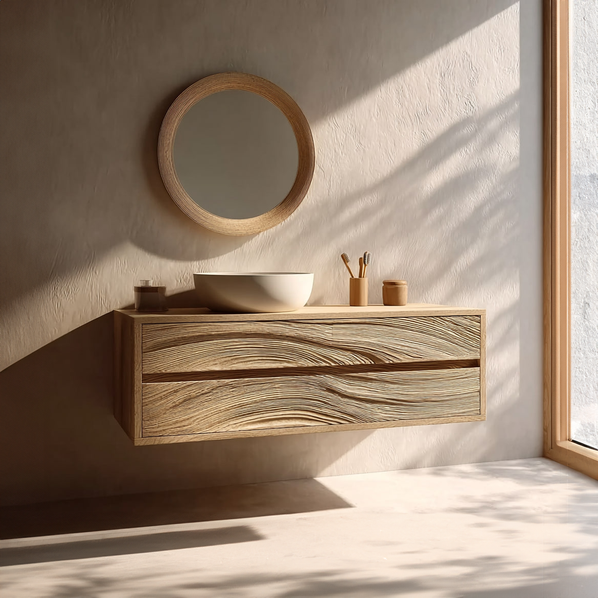 Rustic Bathroom Vanity Cabinet Wall Mounted Wooden Bathroom Storage SINLKIBRV153