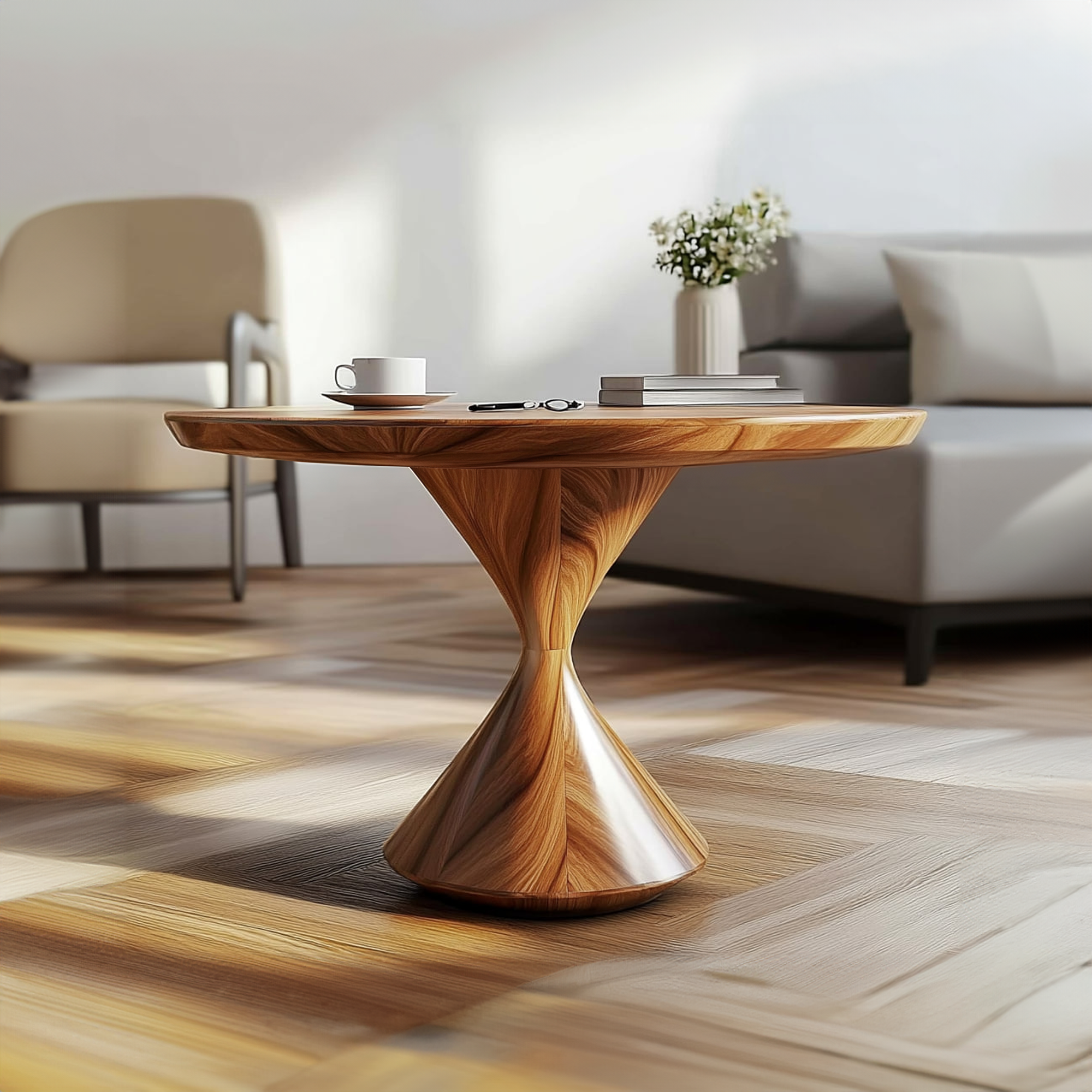 Mid Century Hourglass Coffee Table Living Room Office Room SINLKICF206