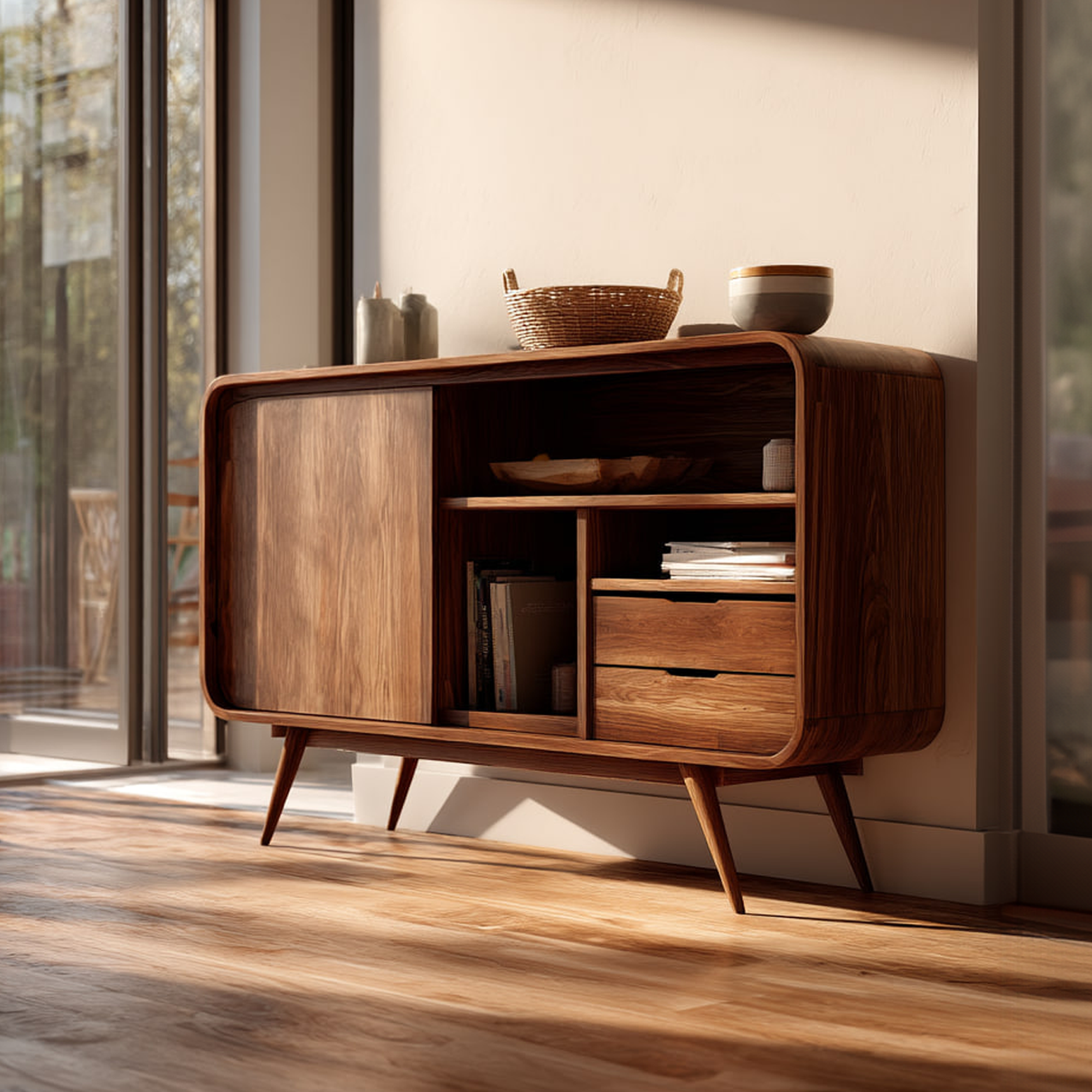 Mid Century Wooden Storage Sideboard Dining Room Or Kitchen SINLKISC262