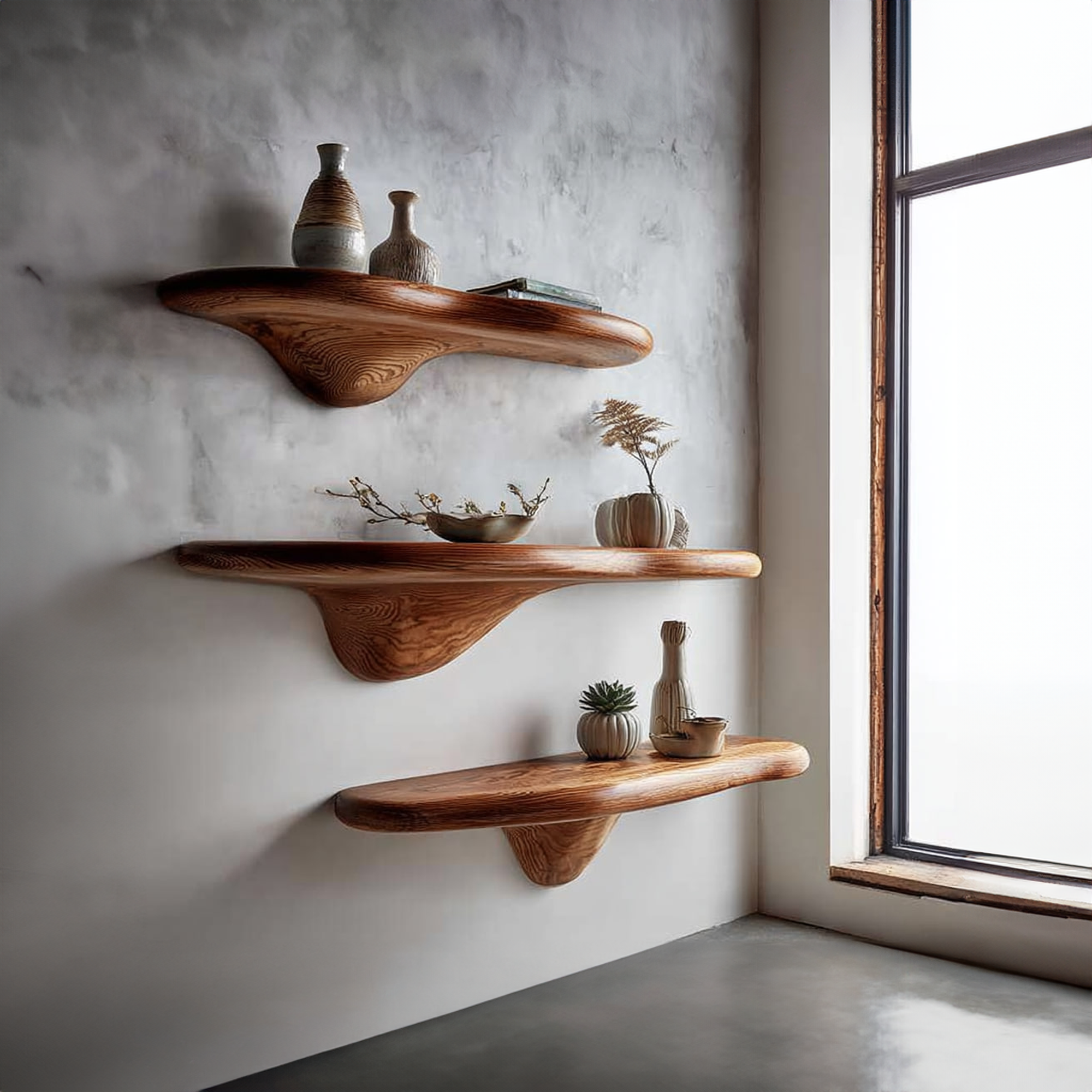 Rustic Mushroom Floating Shelves Bedroom SINLKIFL142