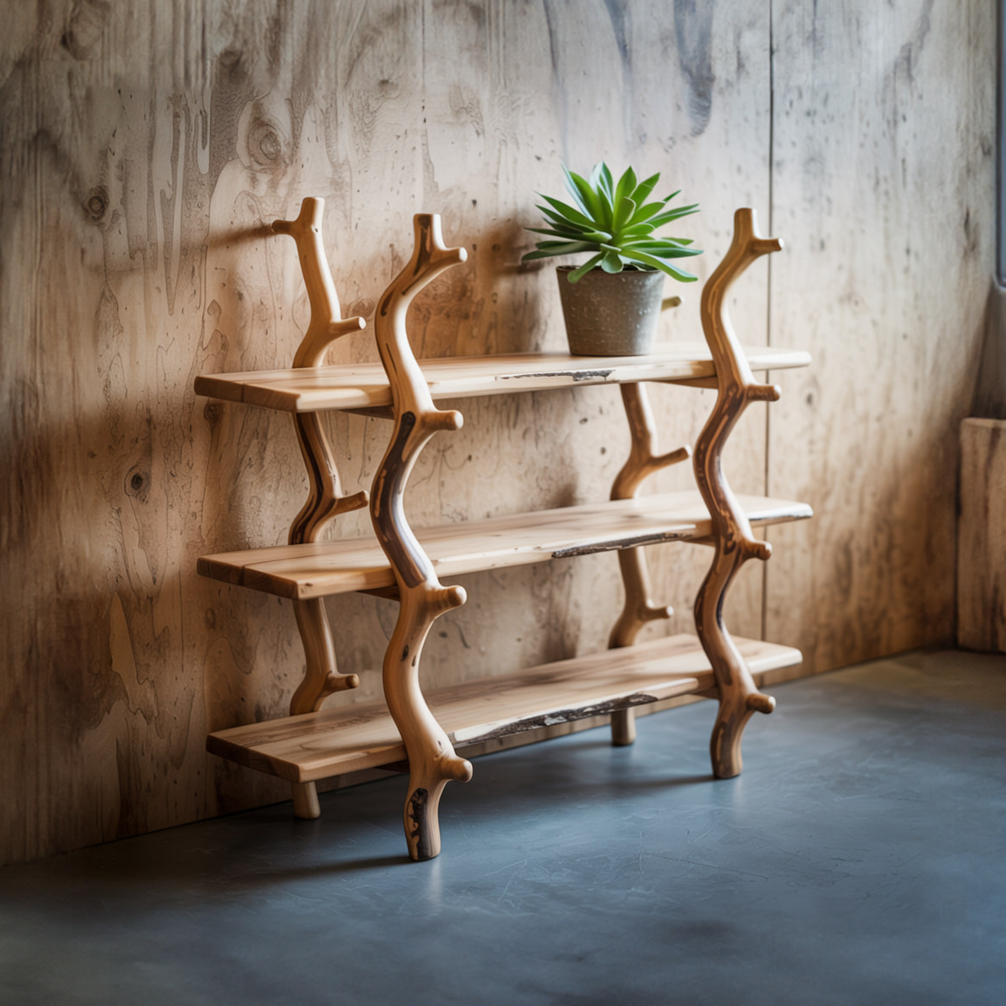 Rustic Wooden Branch Shelf Display Living Room Or Entryway SINLKISC272