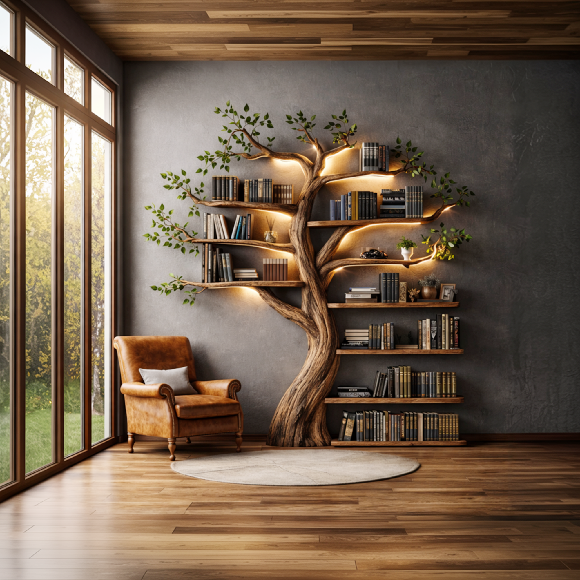 Organic Tree Bookshelf Living Room Interior Sculptural Wall Display SINLKITB670