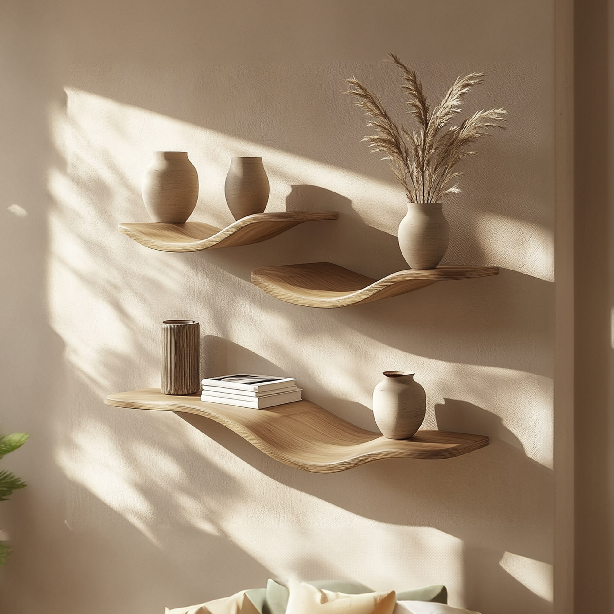 Rustic Wavy Floating Shelves Modern Living Room Wall Decor SINLKIFL275