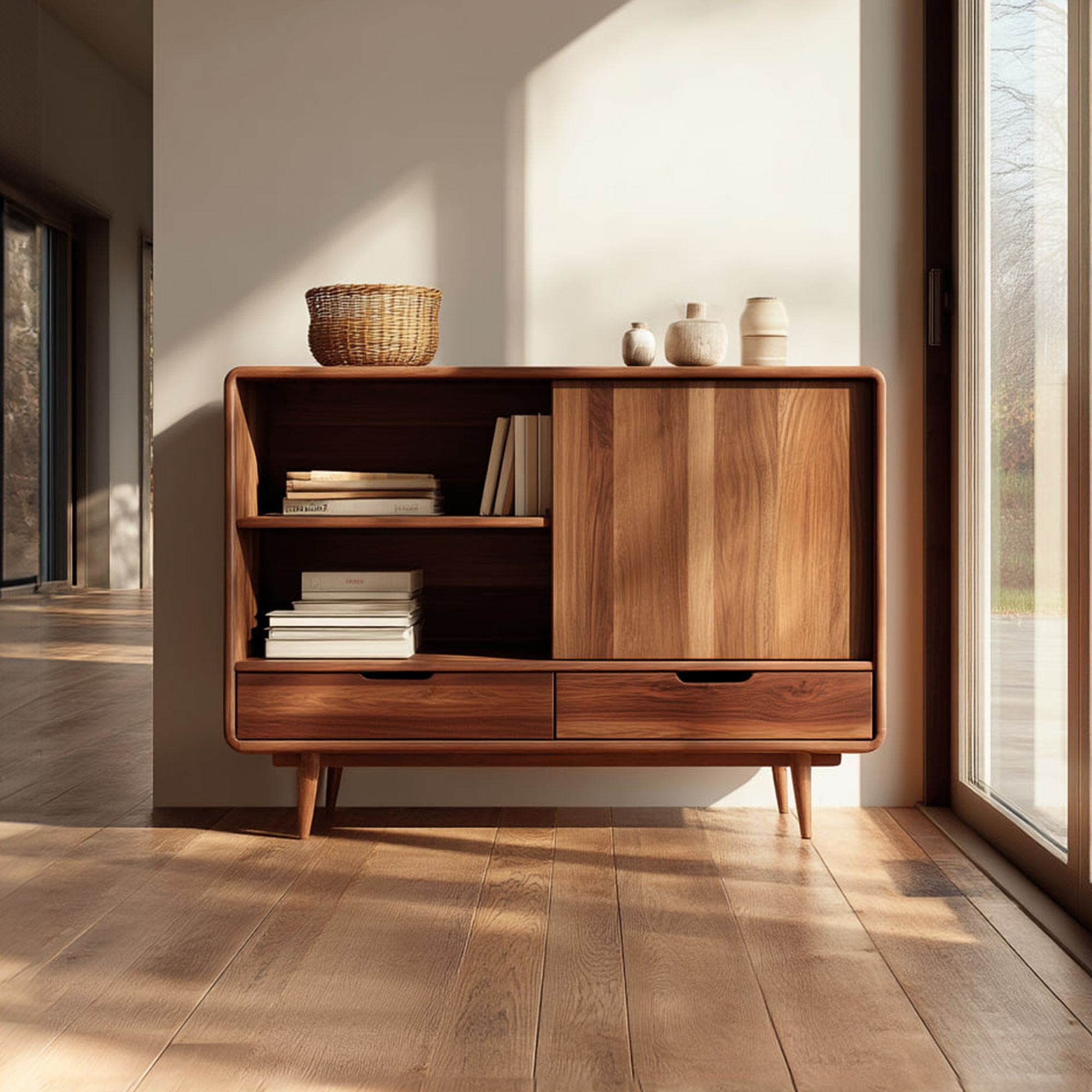 Mid Century Wooden Storage Cabinet Living Room Or Entryway SINLKISC249