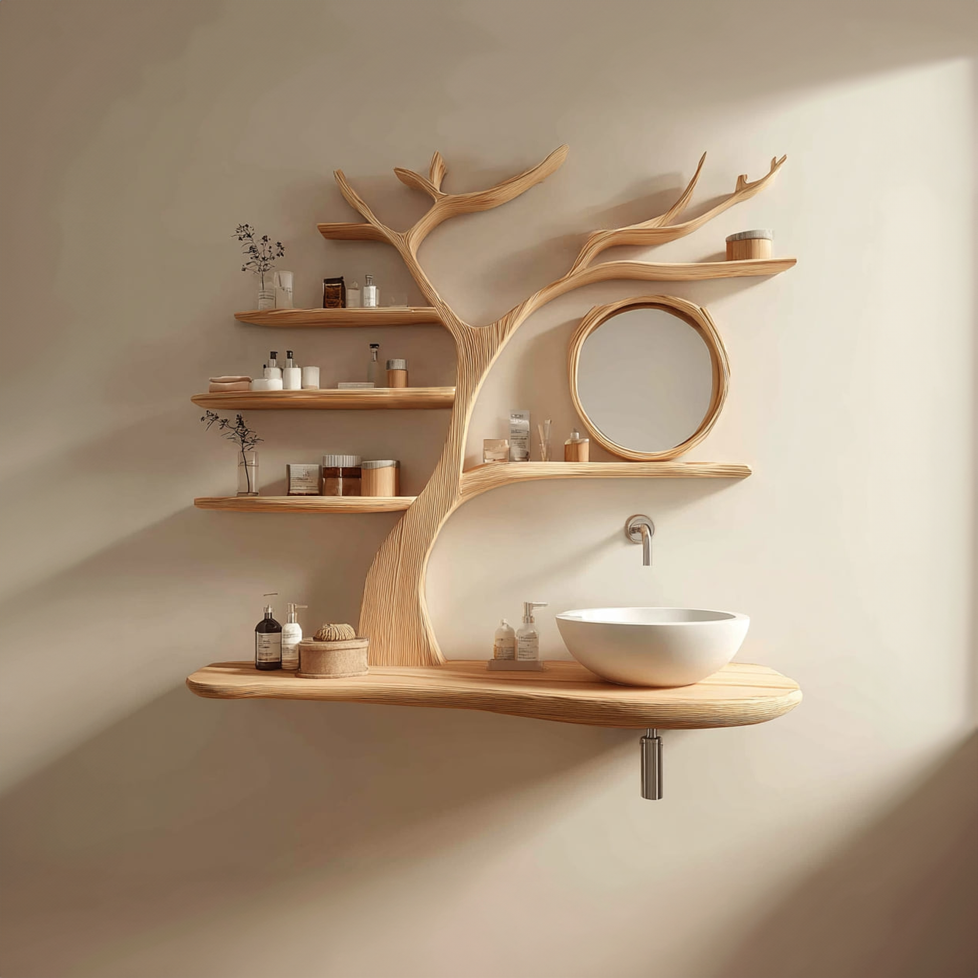 Artistic Wooden Tree Sink Vanity Bathroom Or Wellness Room SINLKITBB006