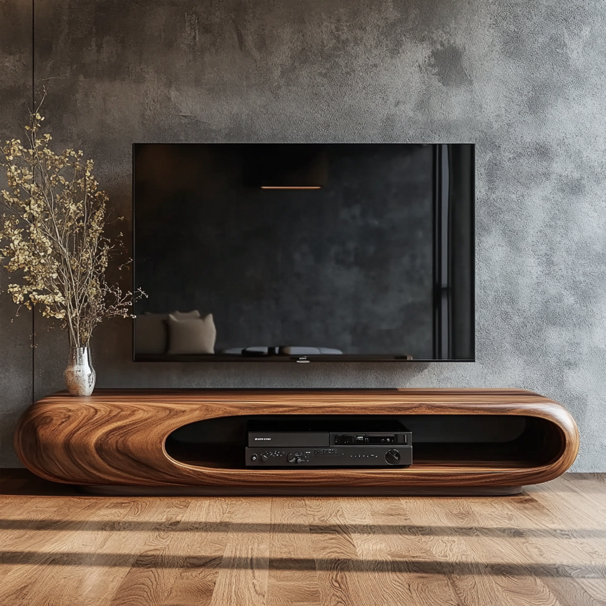 Sculptural Wood TV Stand Entertainment Unit Living Room SINLKITC014